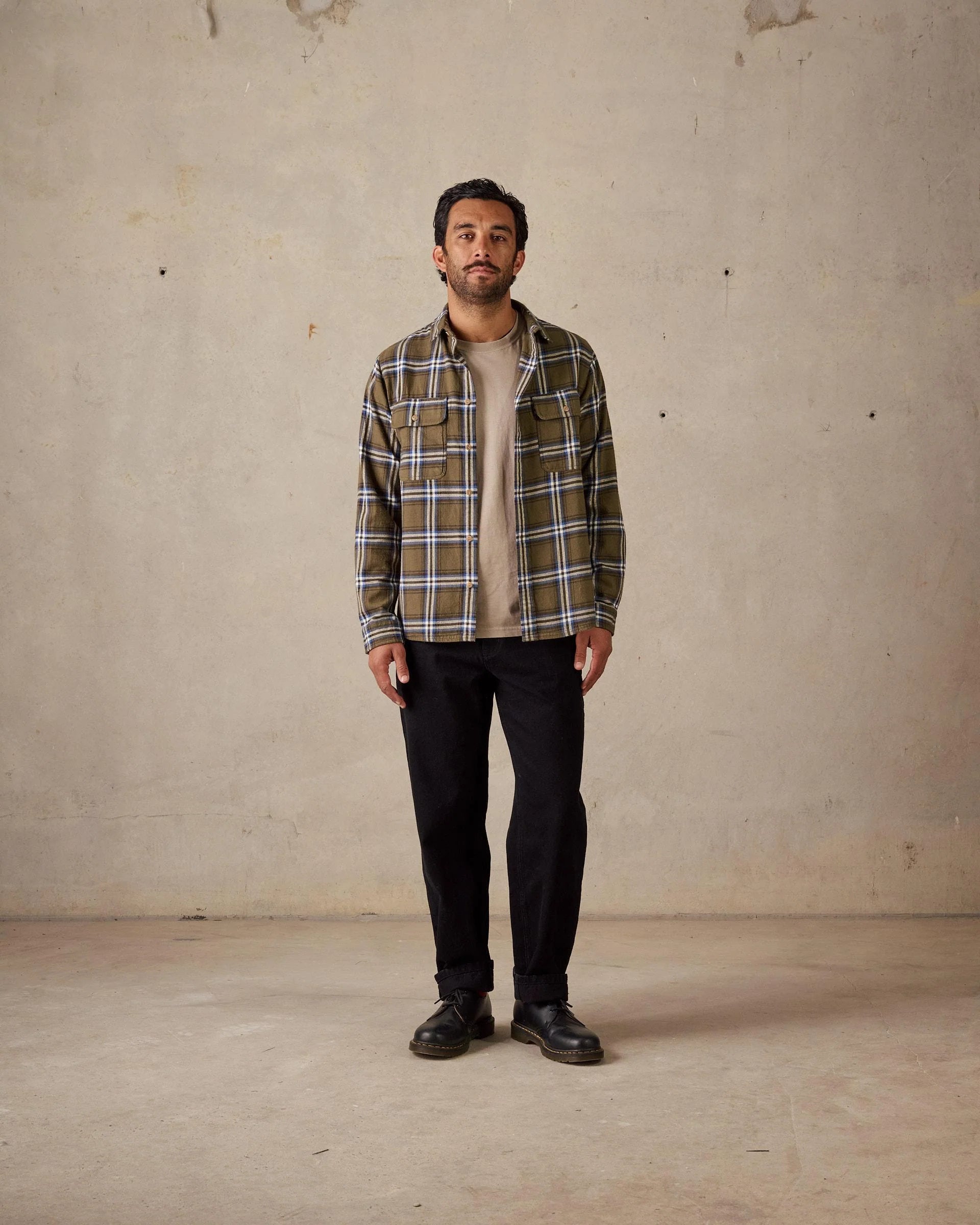 Twin Pocket Flannel Shirt - Green Multi