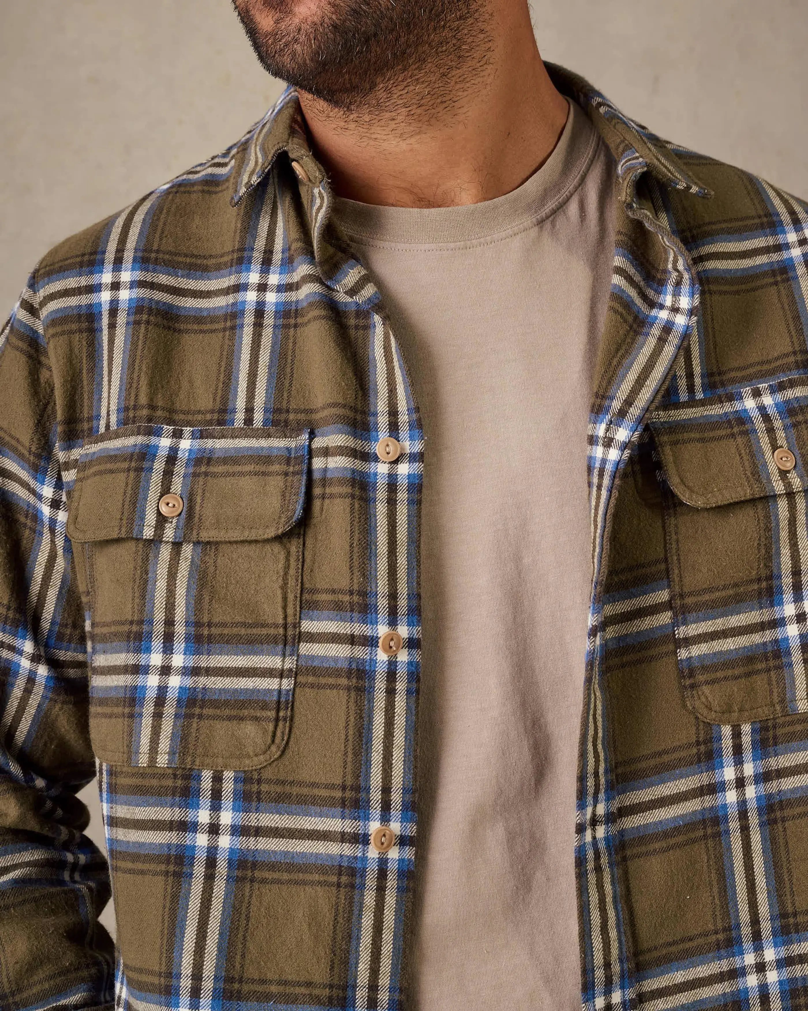 Twin Pocket Flannel Shirt - Green Multi