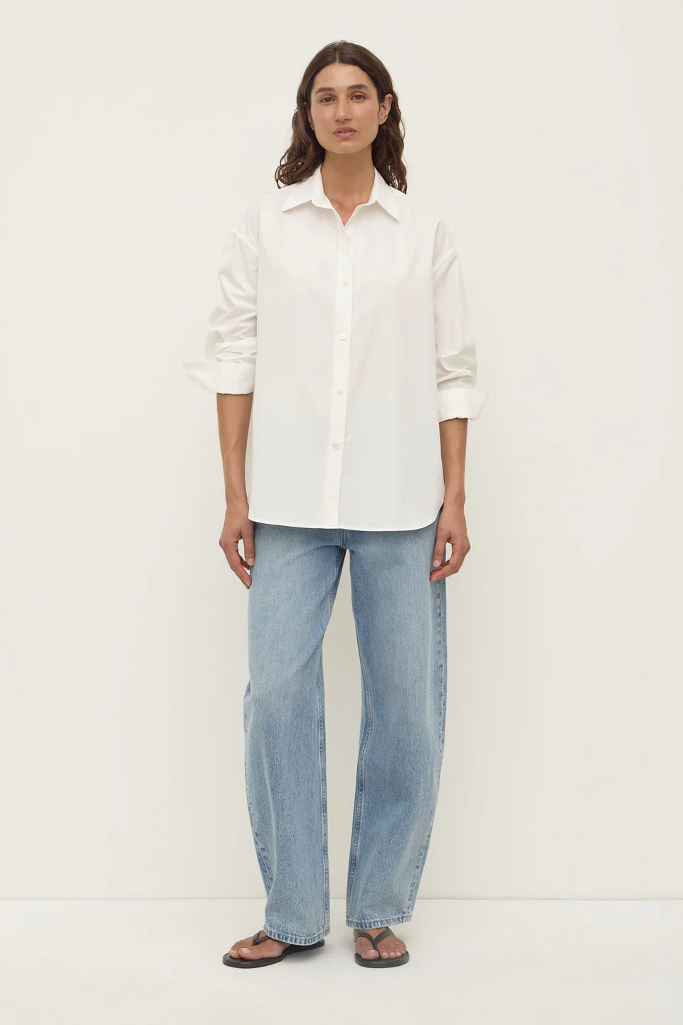 Marigold Poplin Long Sleeve Shirt - White