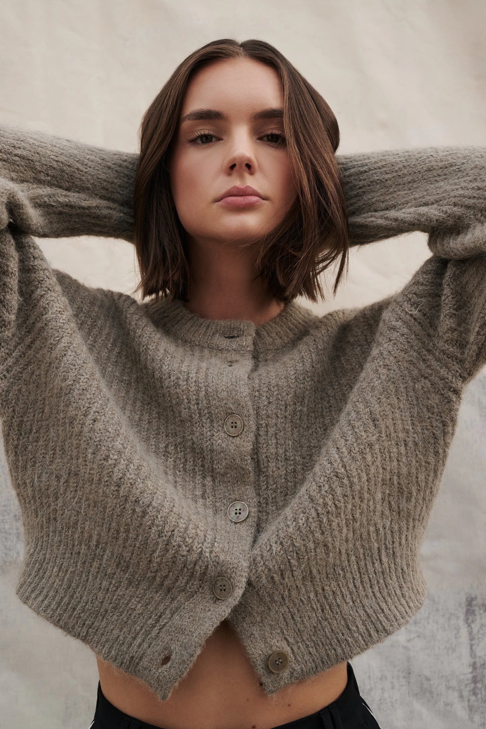 Nixon Cropped Cardigan - Vine