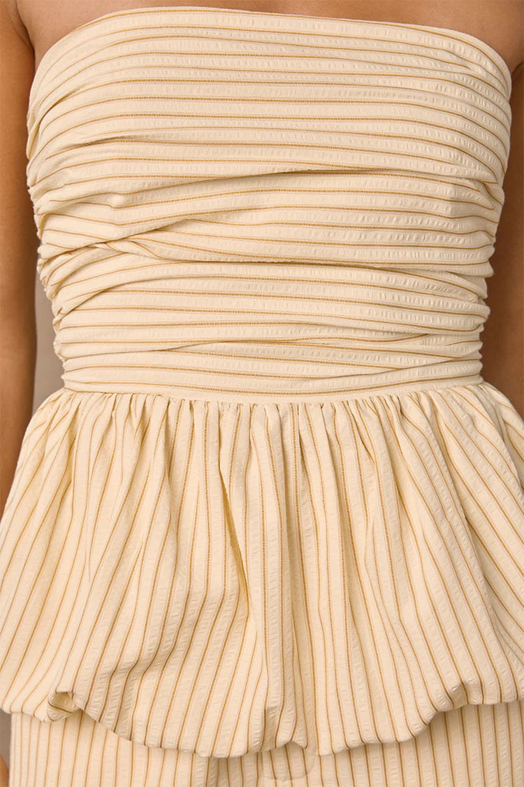 Radiance Bubble Hem Top - Wheat Stripe