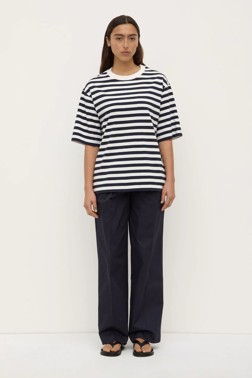 Monte Stripe Tee - True Navy / White Stripe