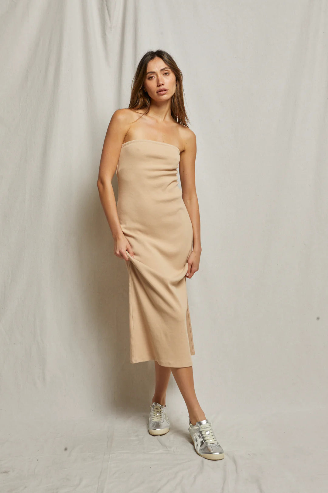 Nadine Blondie Strapless Dress - Sand Dune