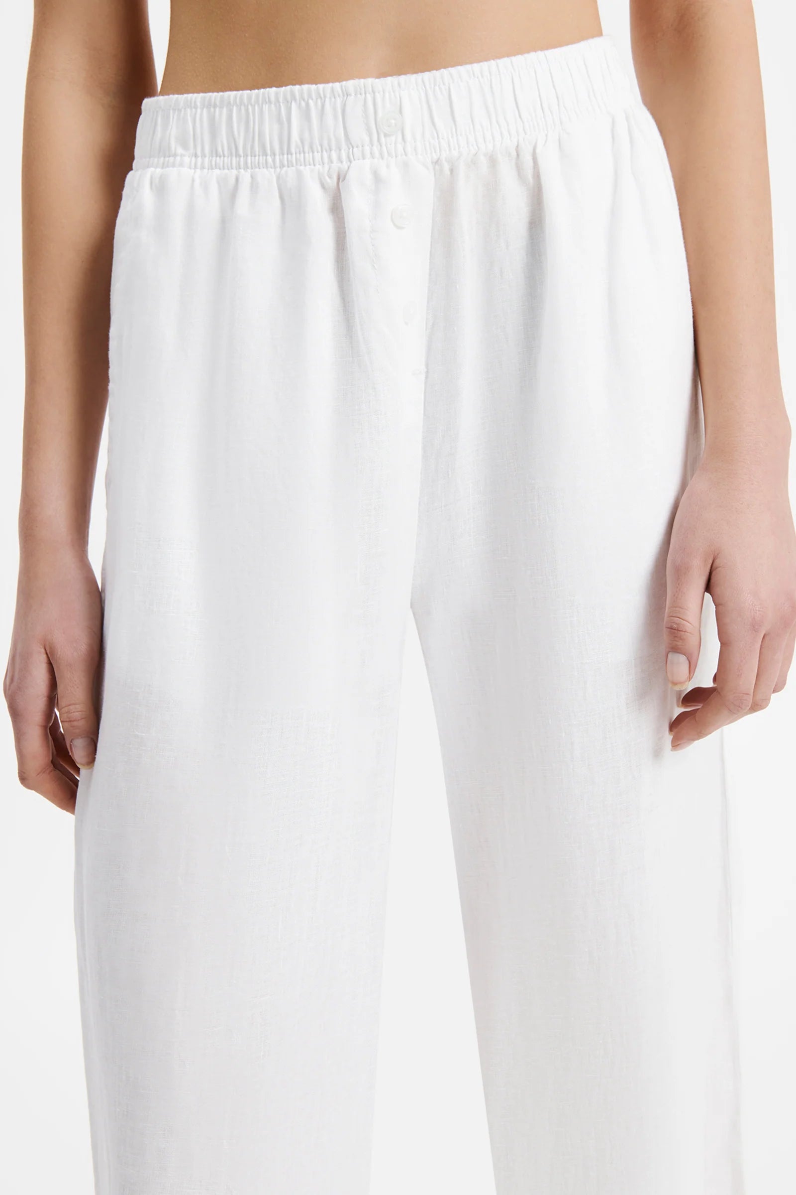 Lounge Linen Crop Pant - White