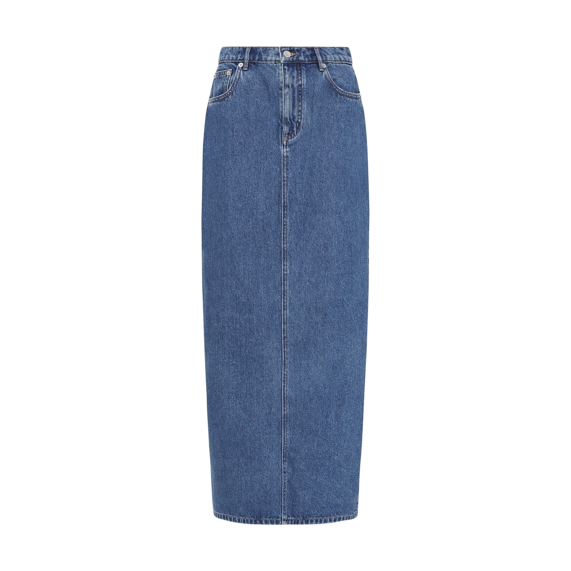 Nude Lucy Organic Denim Maxi Skirt - Vintage Blue