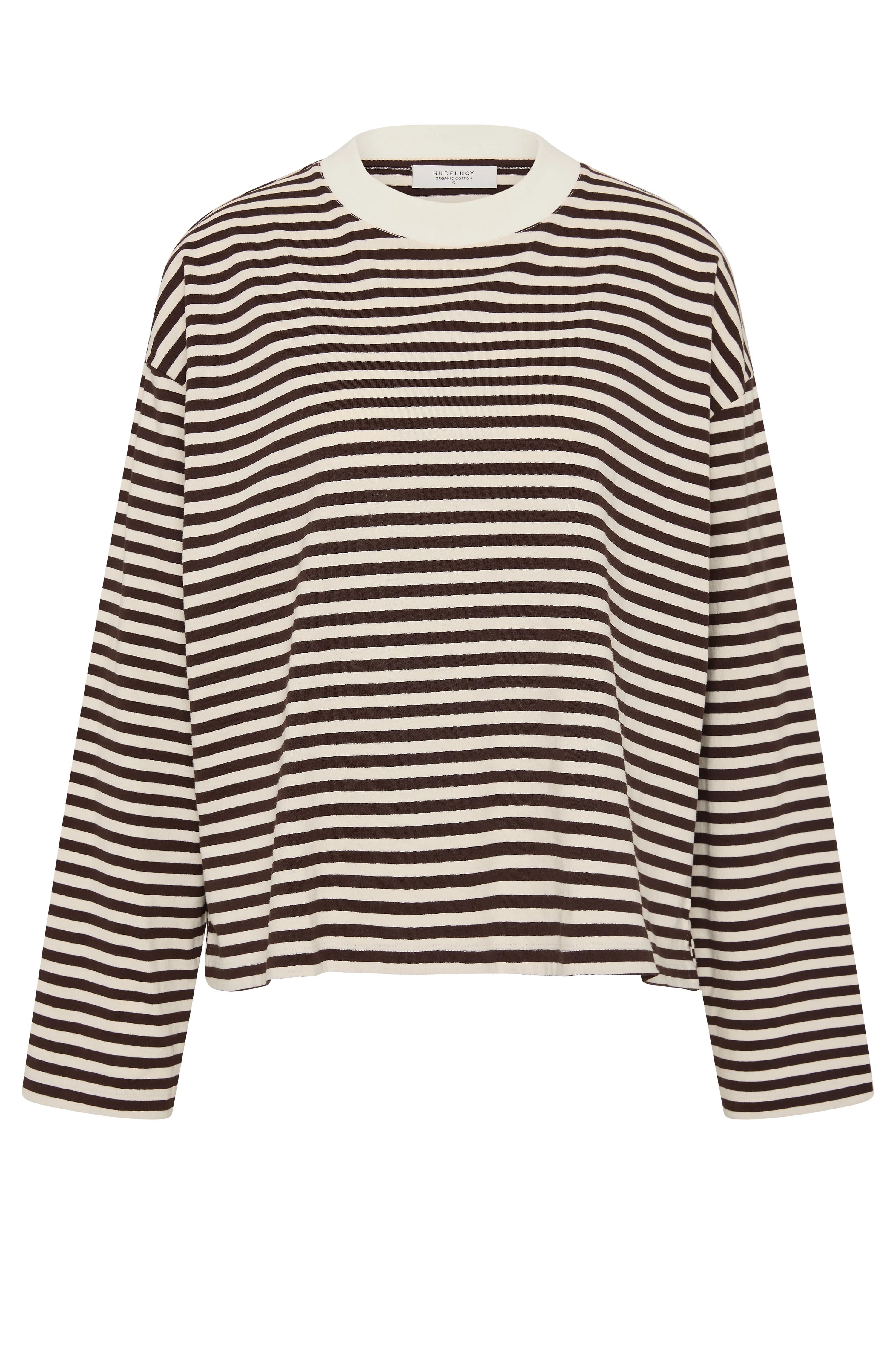 Organic Stripe LS Tee - Espresso Stripe