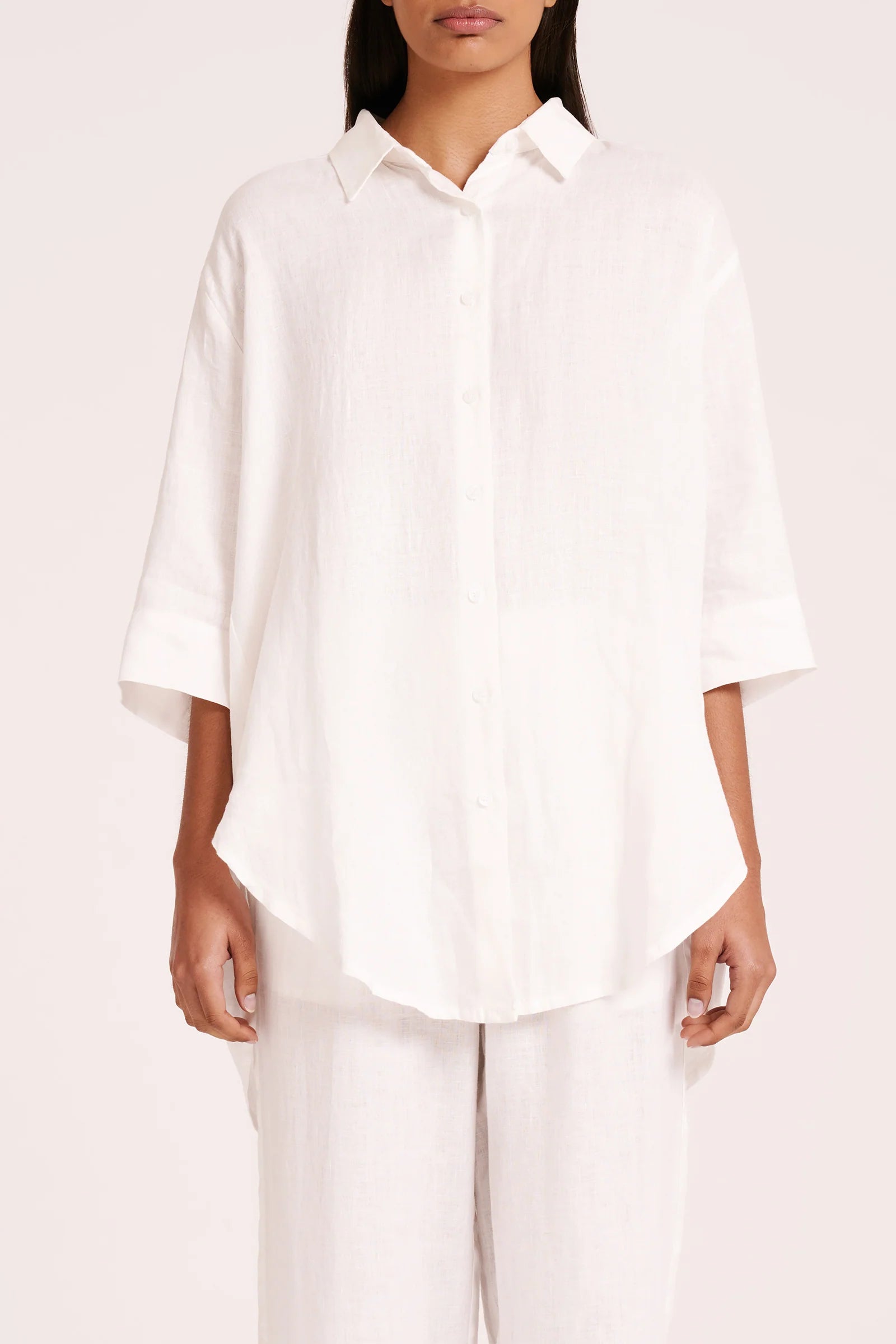 Lounge Linen Longline Short - White