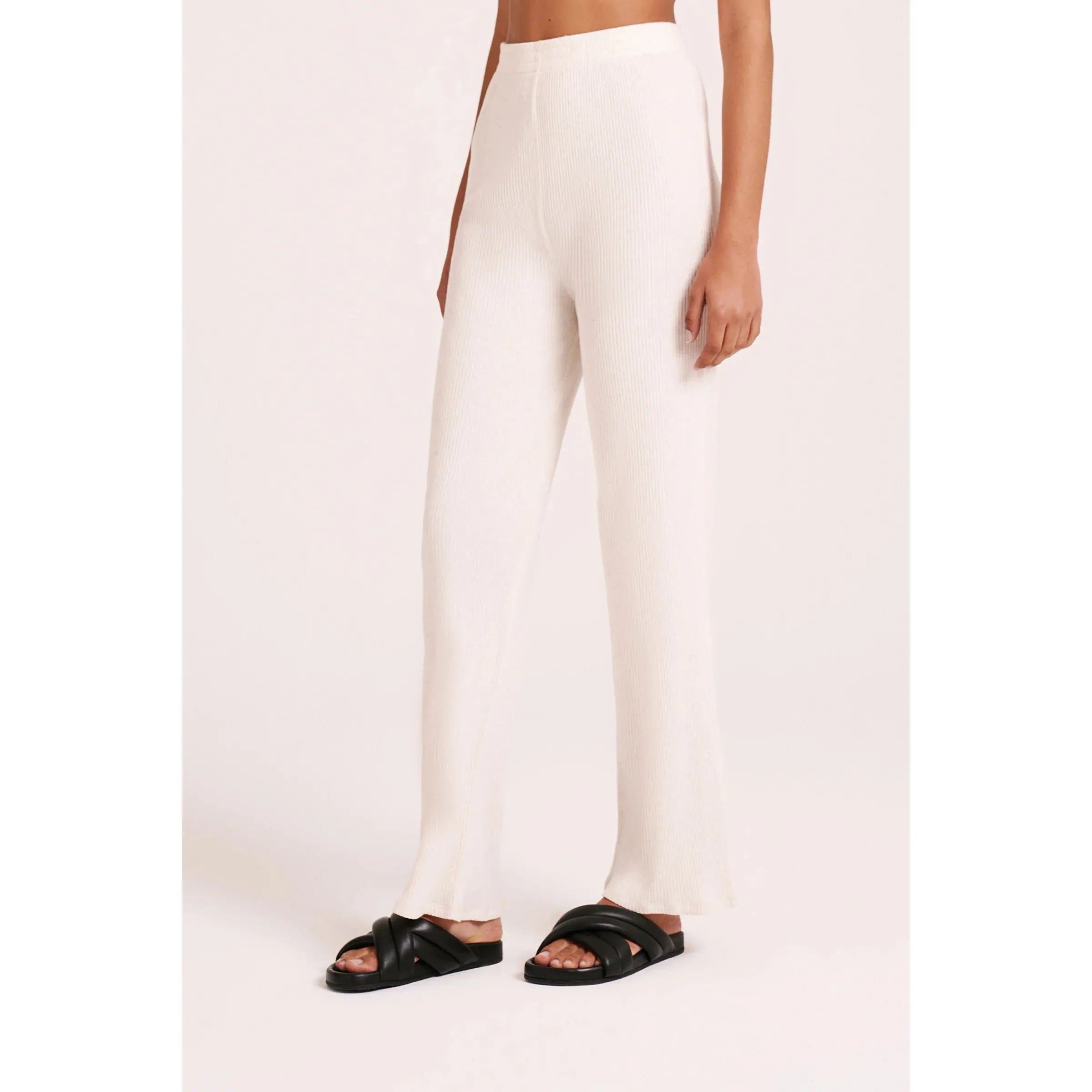 Nude Lucy Lounge Rib Pant - Cream Marle