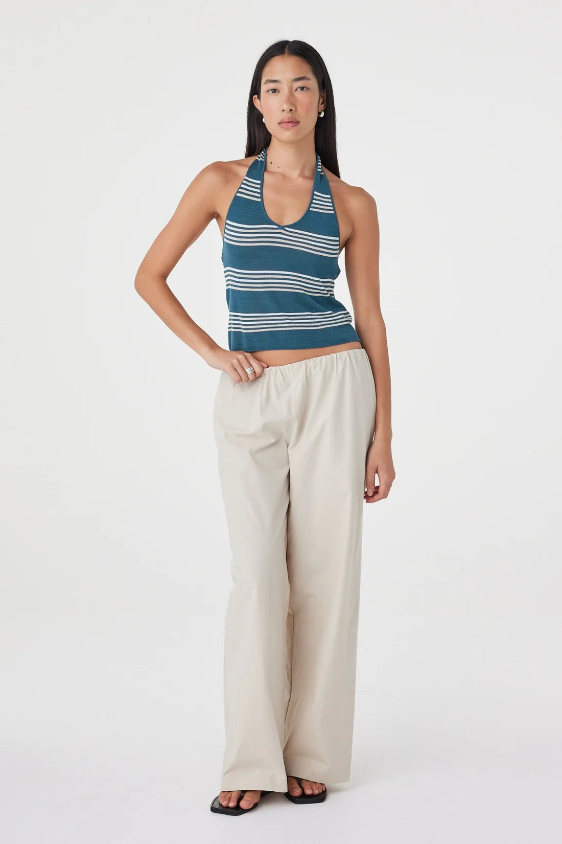 Nuri Top - Teal Stripe