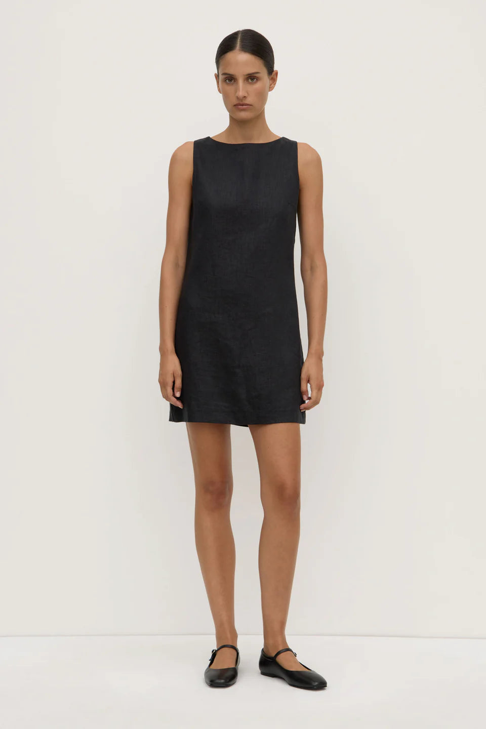 Nadine Linen Mini Dress - Black