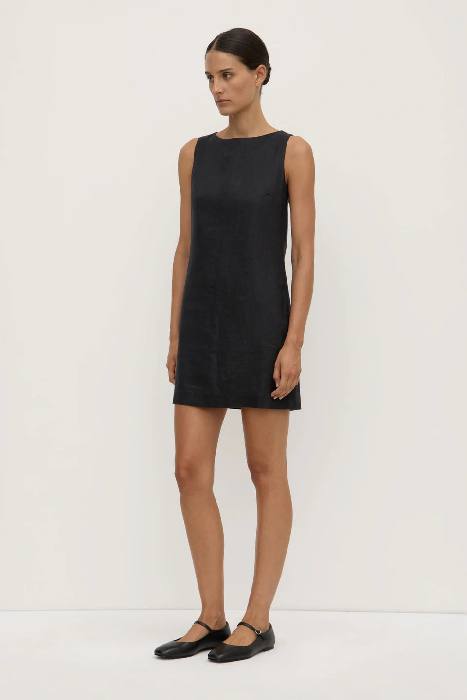 Nadine Linen Mini Dress - Black