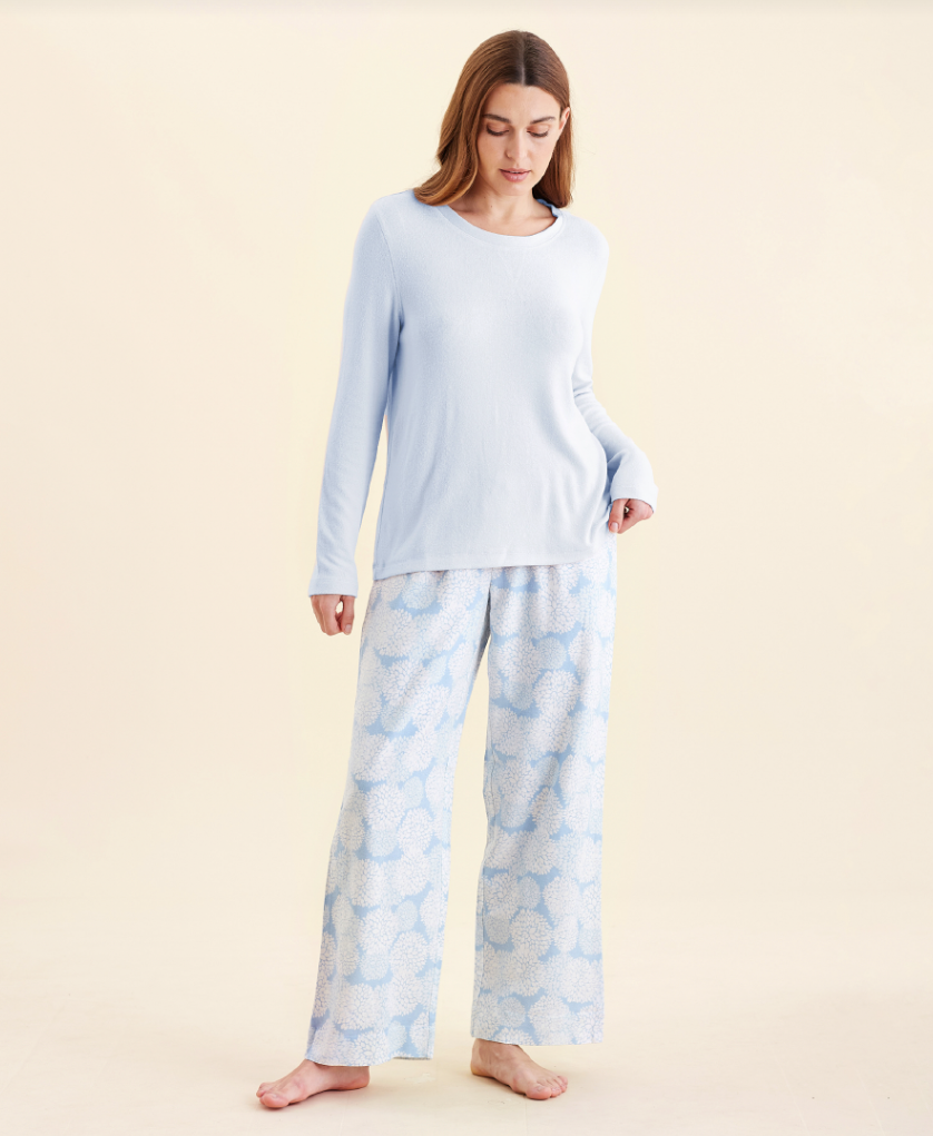 Snowball Cosy Organic Cotton Full Length Pant & Feather Soft Top - Winter Blue