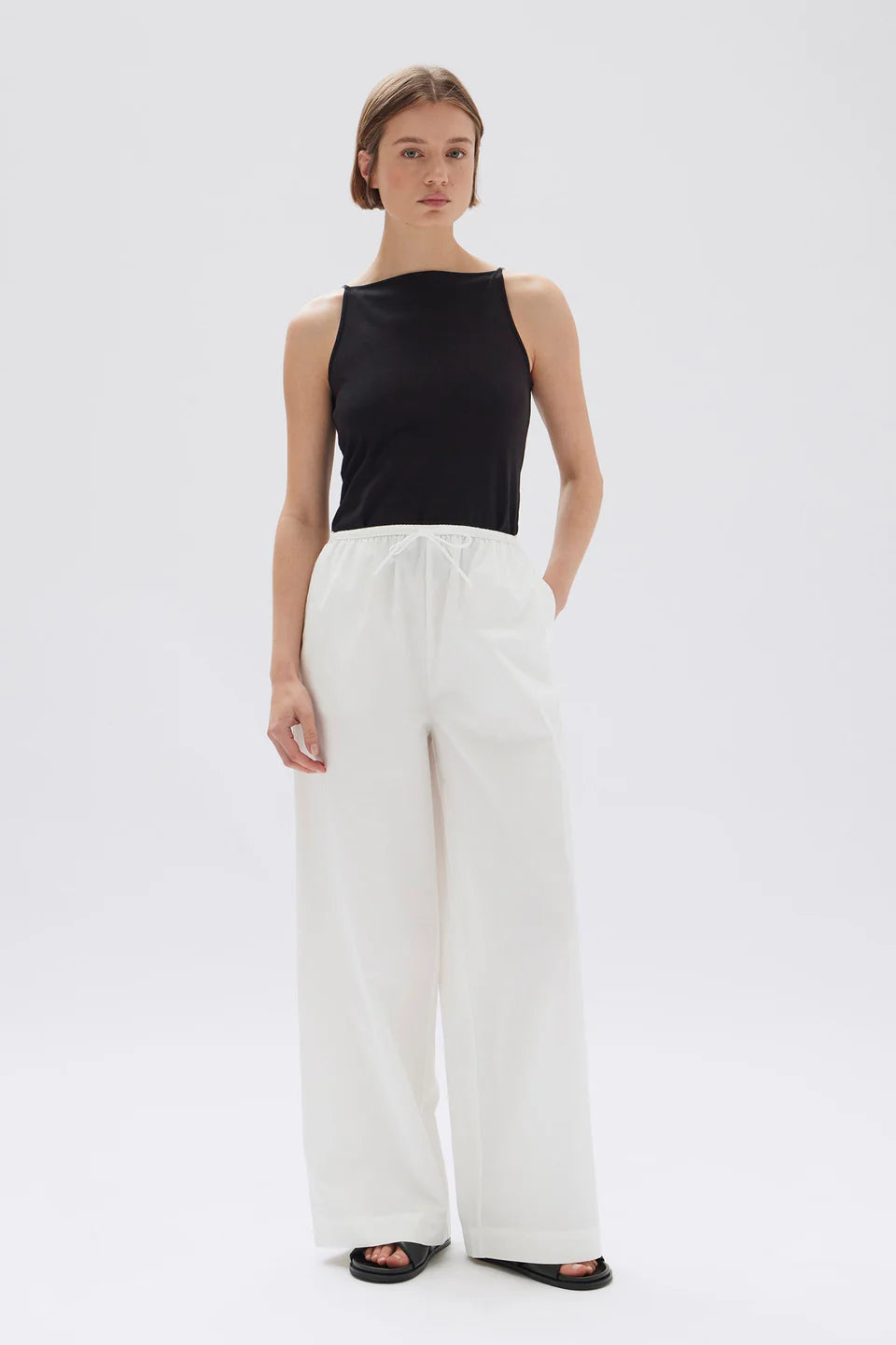 Philipa Poplin Pant - White