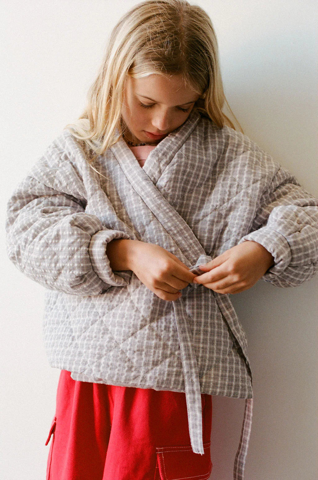 Quilted Jacket - Mauve Plaid