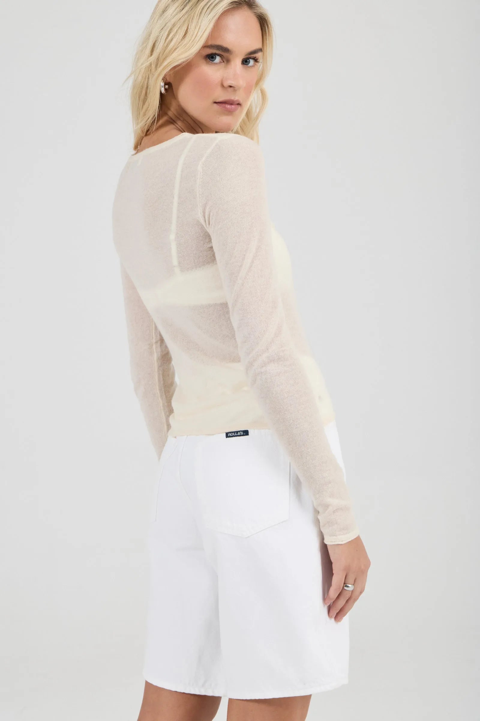Amelie Knit Long Sleeve Top - White