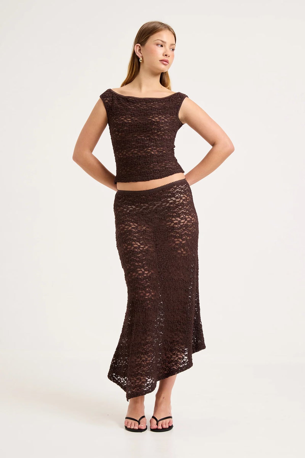 Rosalie Lace Skirt - Chocolate