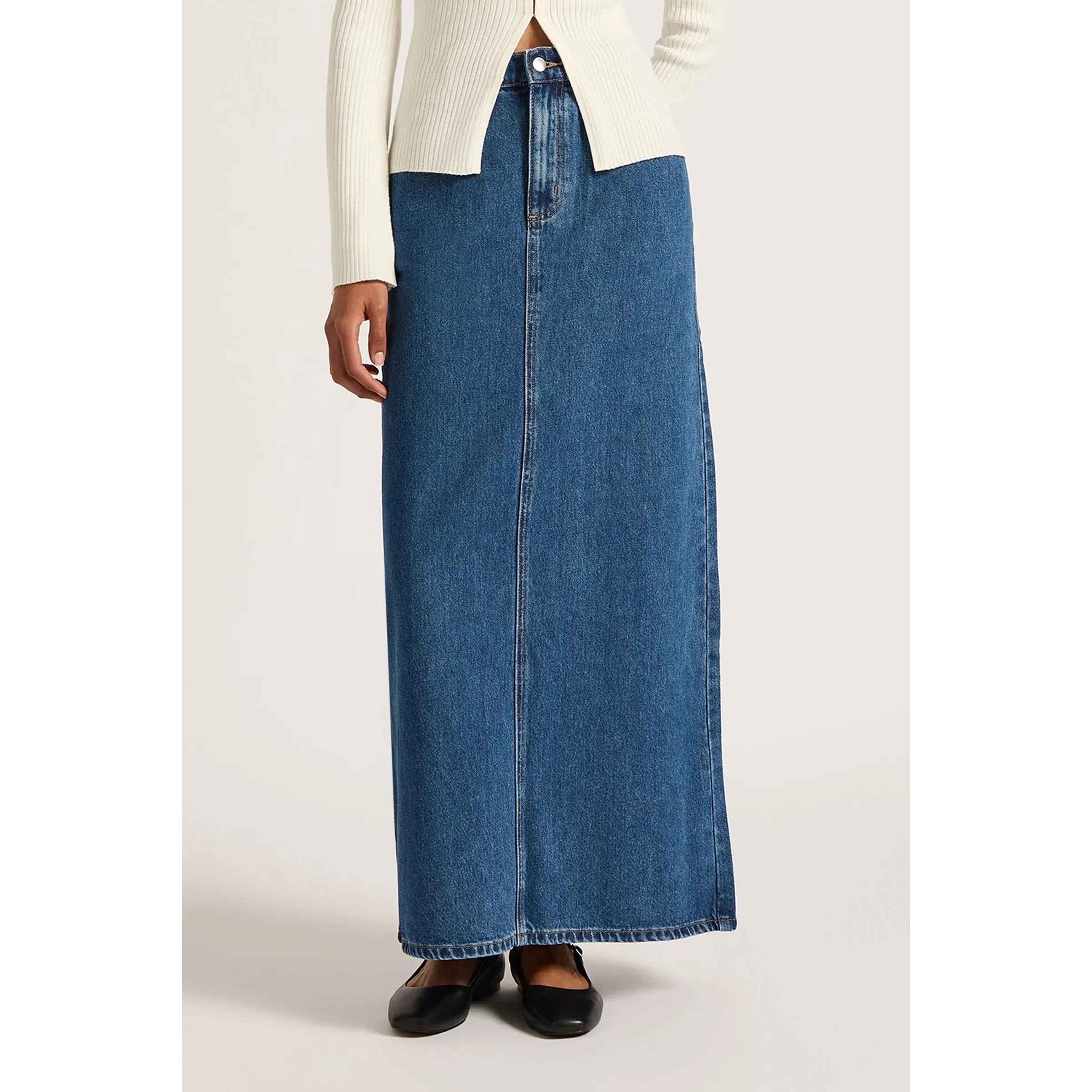 Nude Lucy Organic Denim Maxi Skirt - Vintage Blue