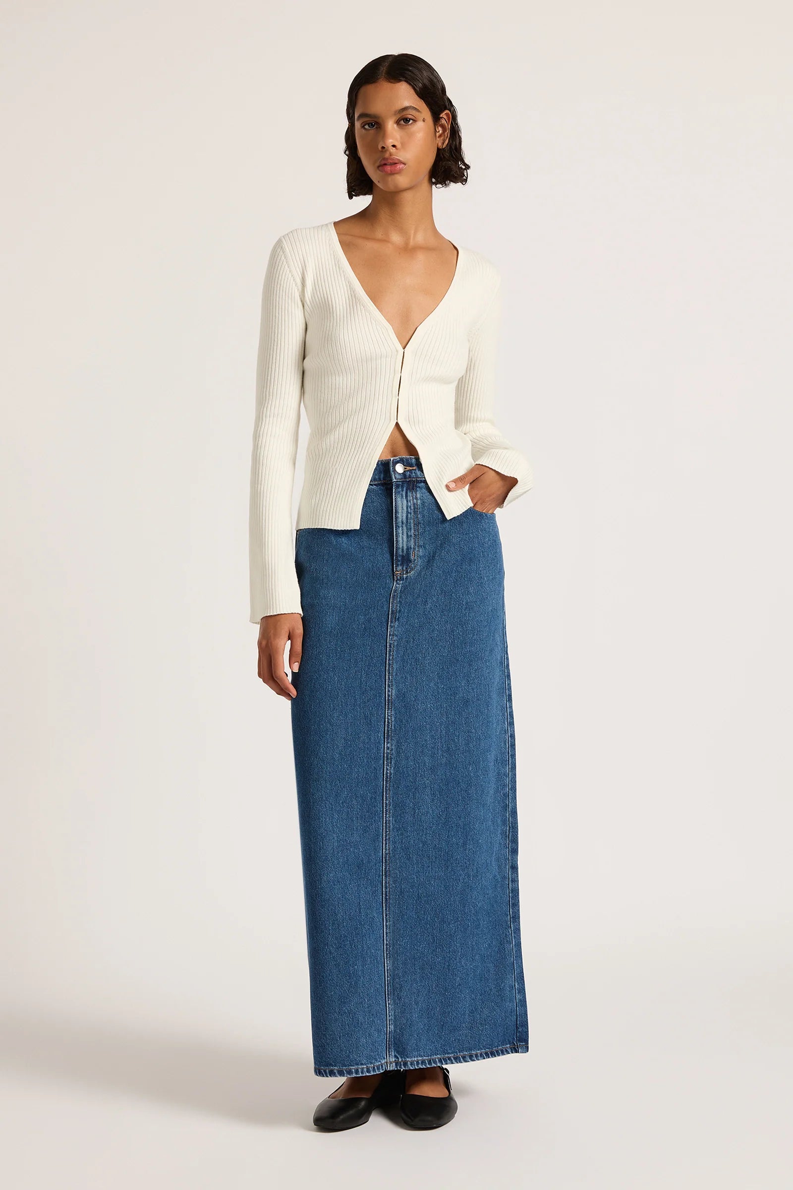 Nude Lucy Organic Denim Maxi Skirt - Vintage Blue Sale price