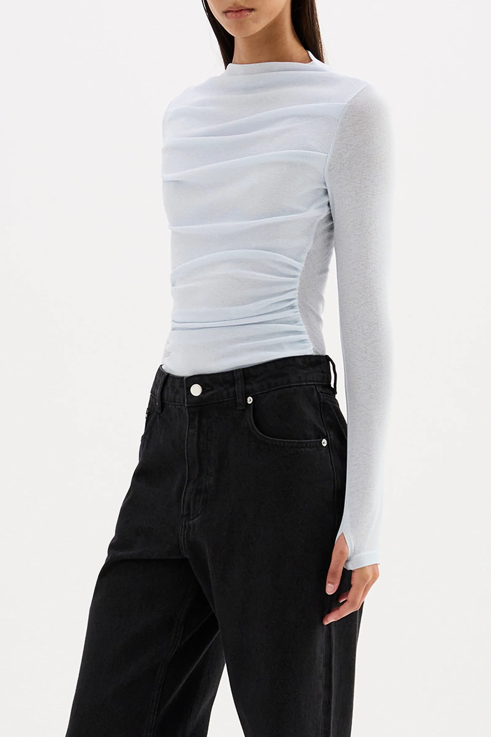 Calista Mesh Ls Top - Glacier