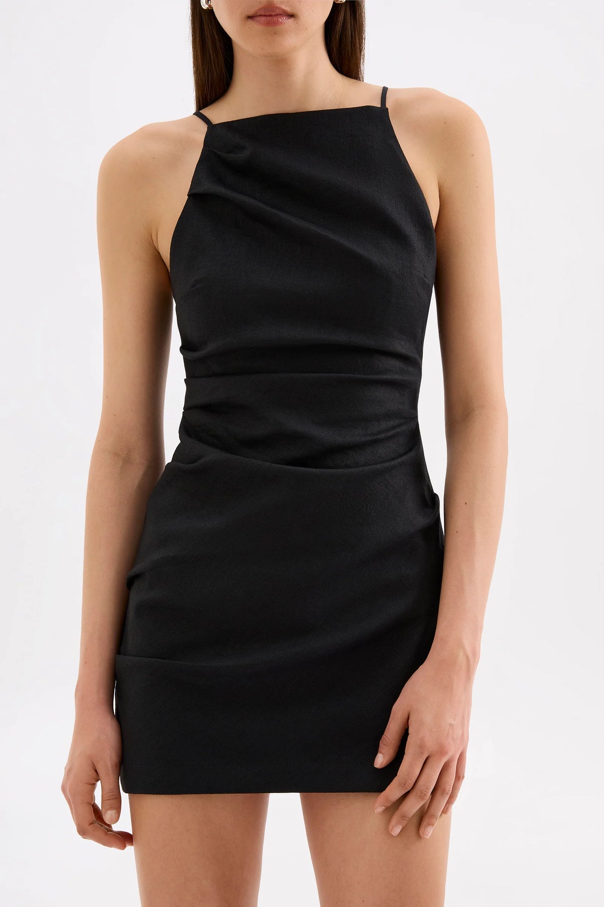 Talitha Linen Mini Dress - Black
