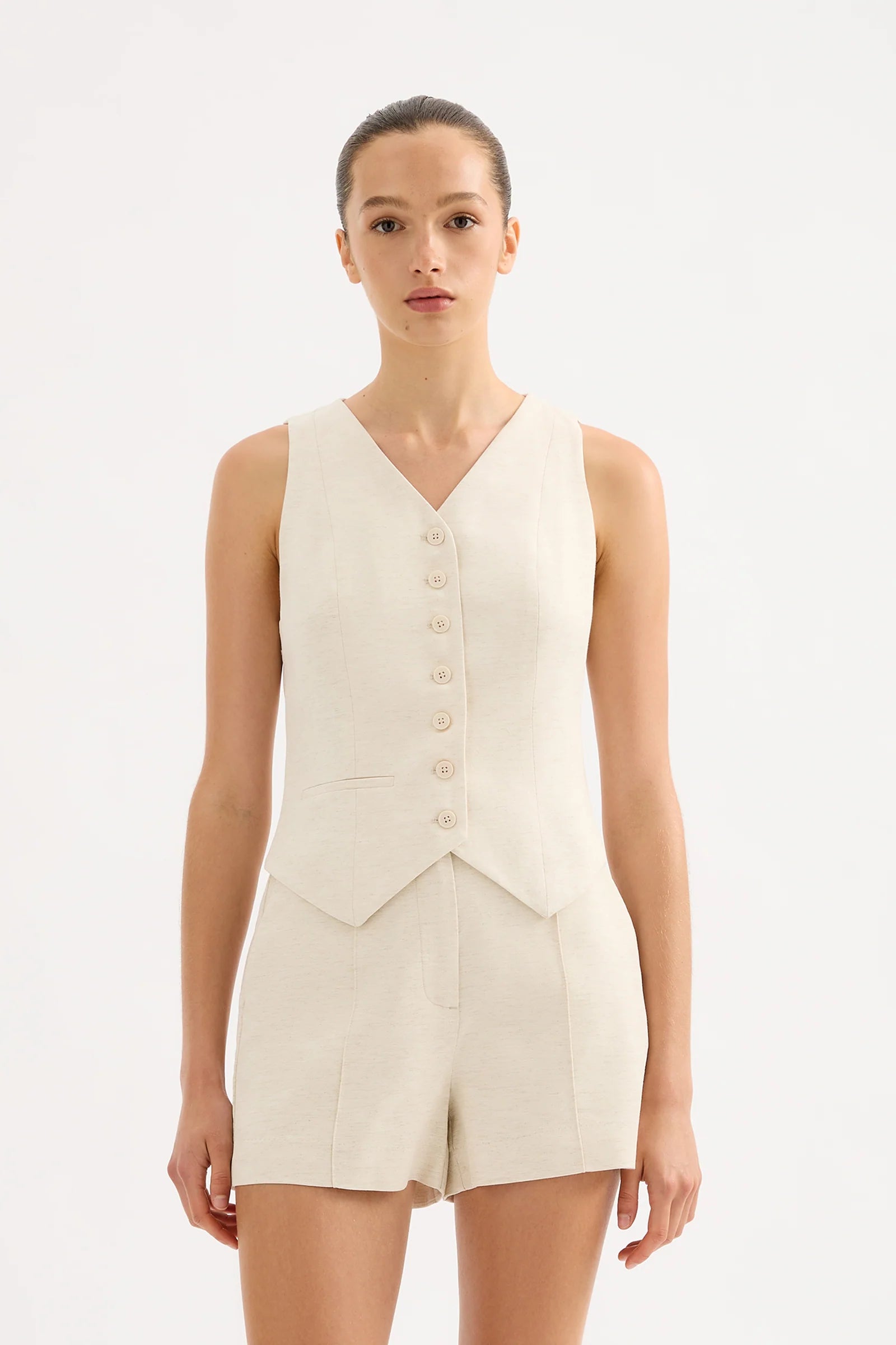 Logan Tailored Vest - Bone