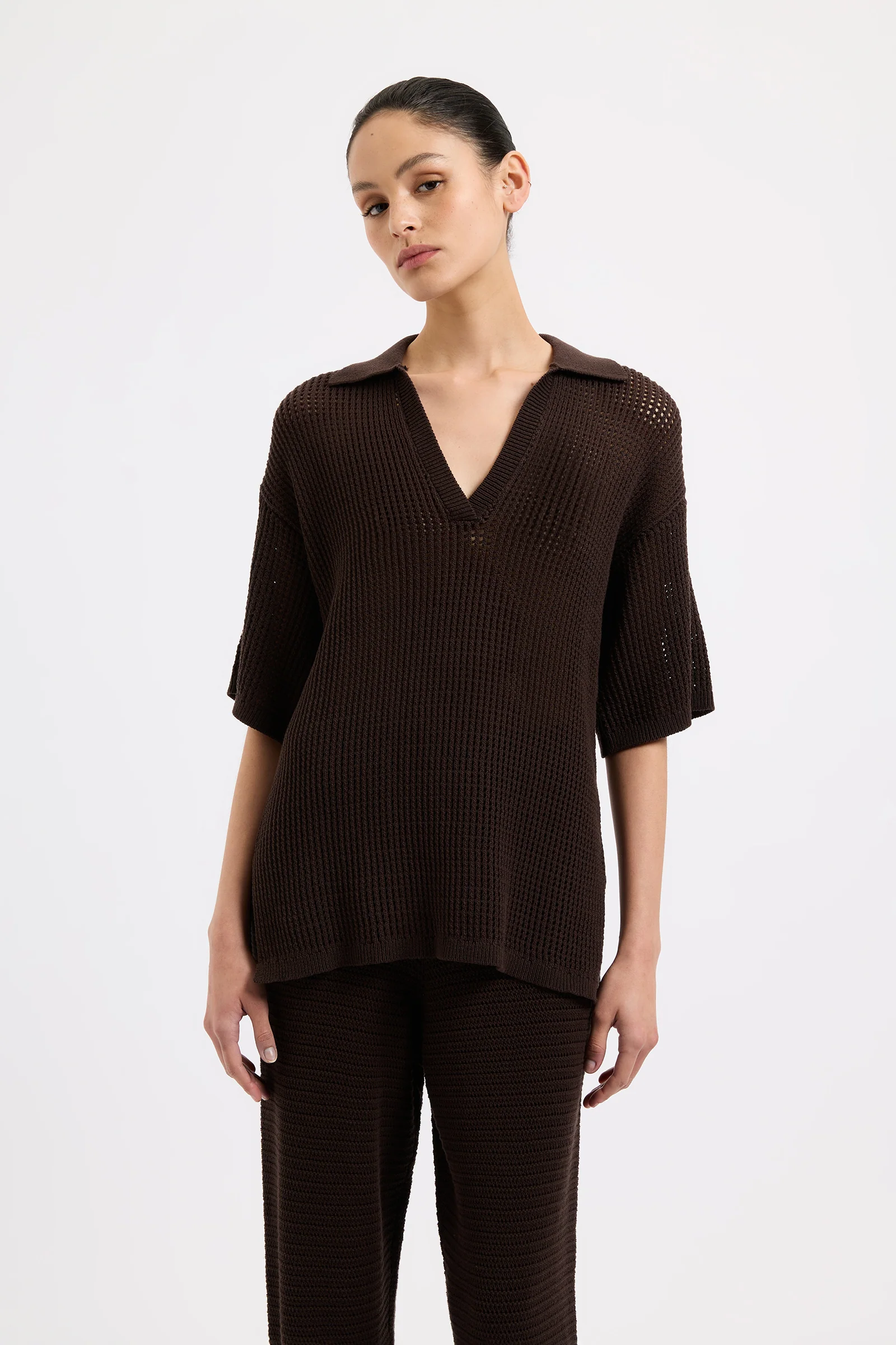 Willow Crochet Tunic - Espresso