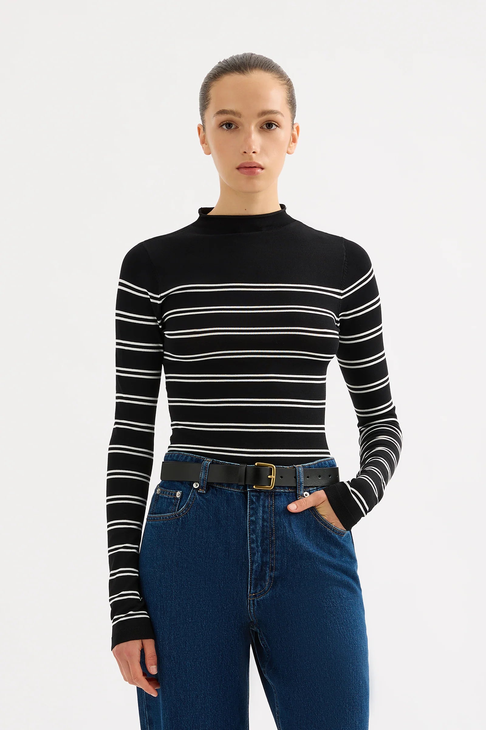 Tabi Sheer Knit - Black Stripe