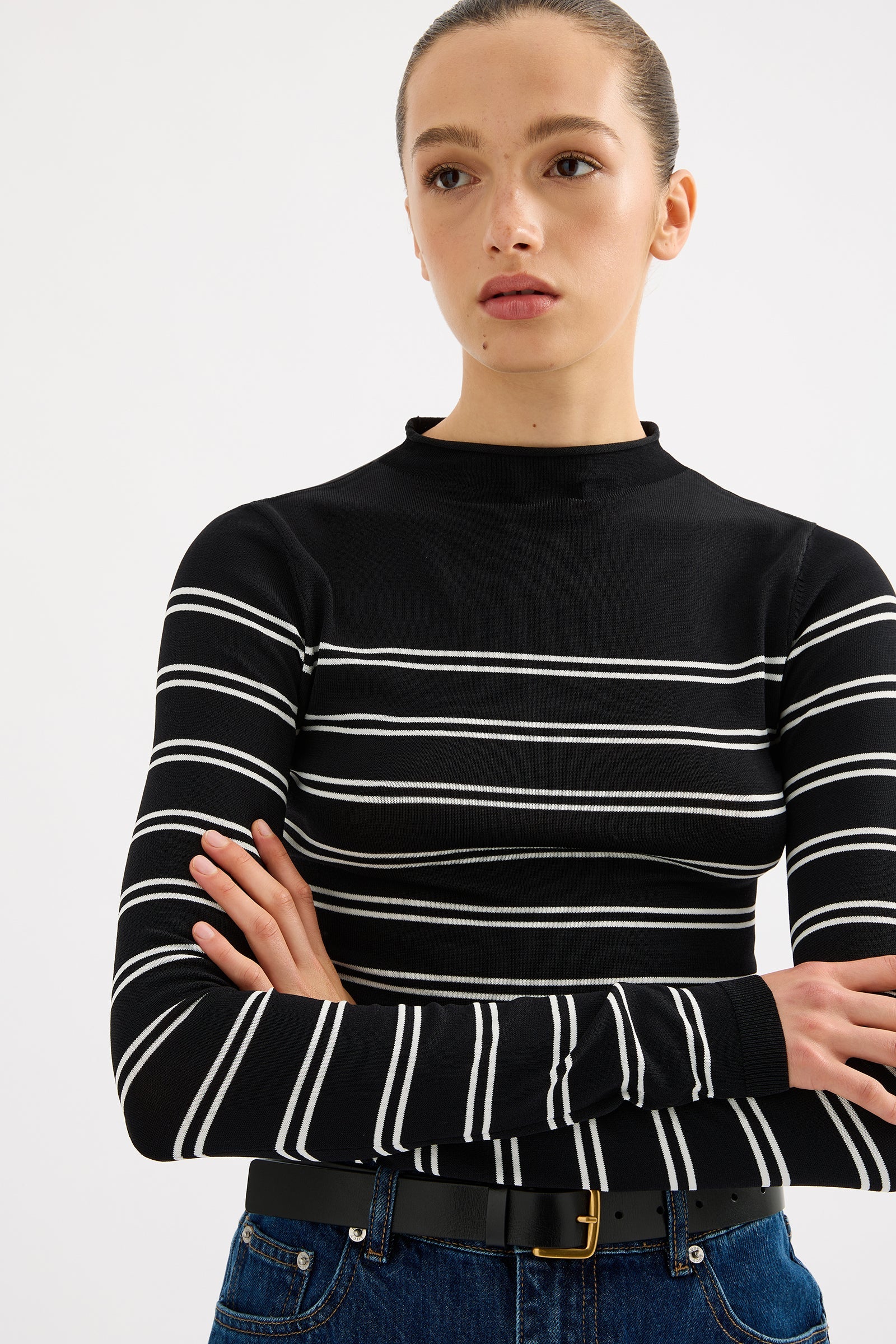 Tabi Sheer Knit - Black Stripe