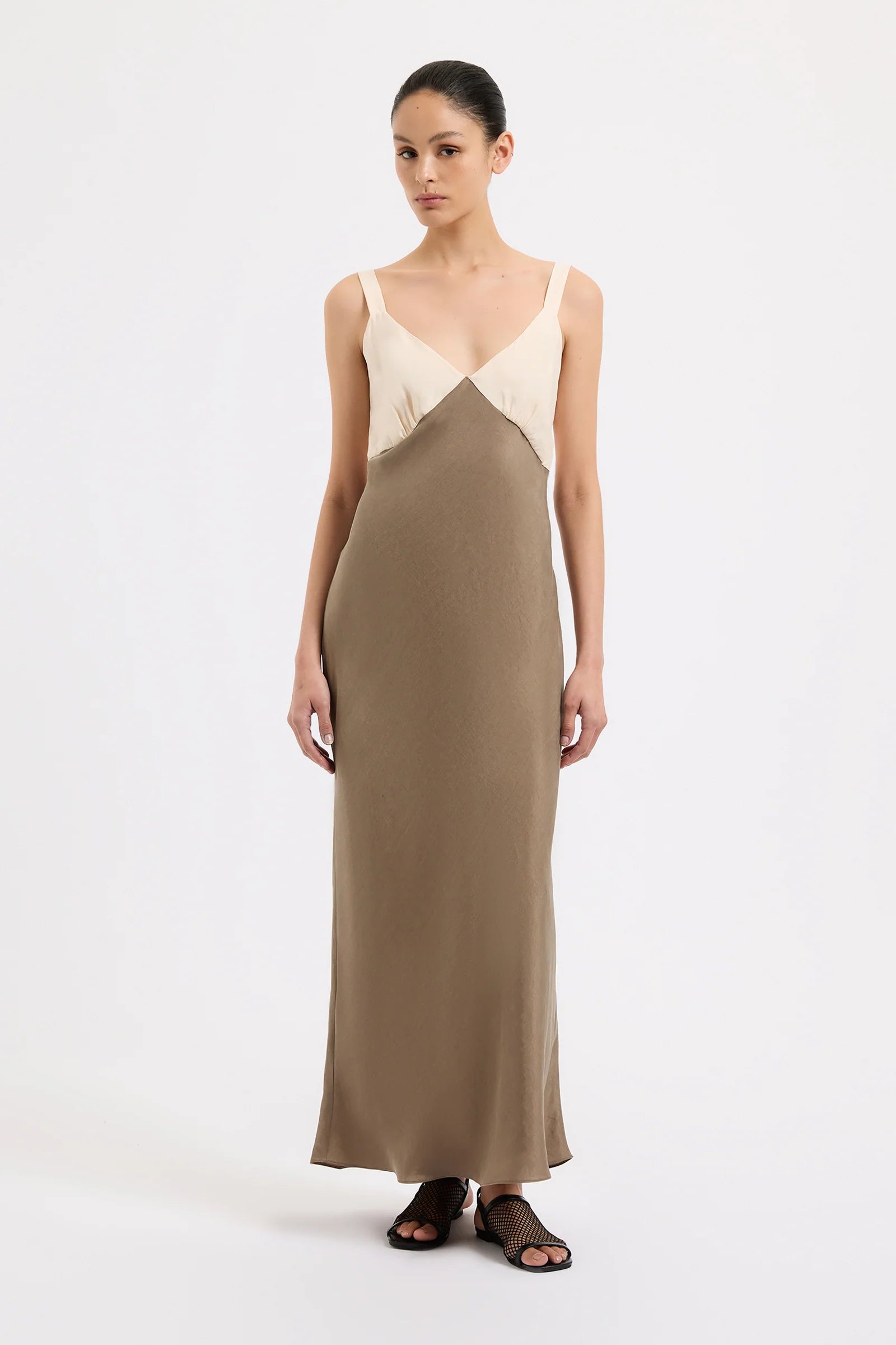 Seshni Tencel Slip Dress - Chestnut Splice