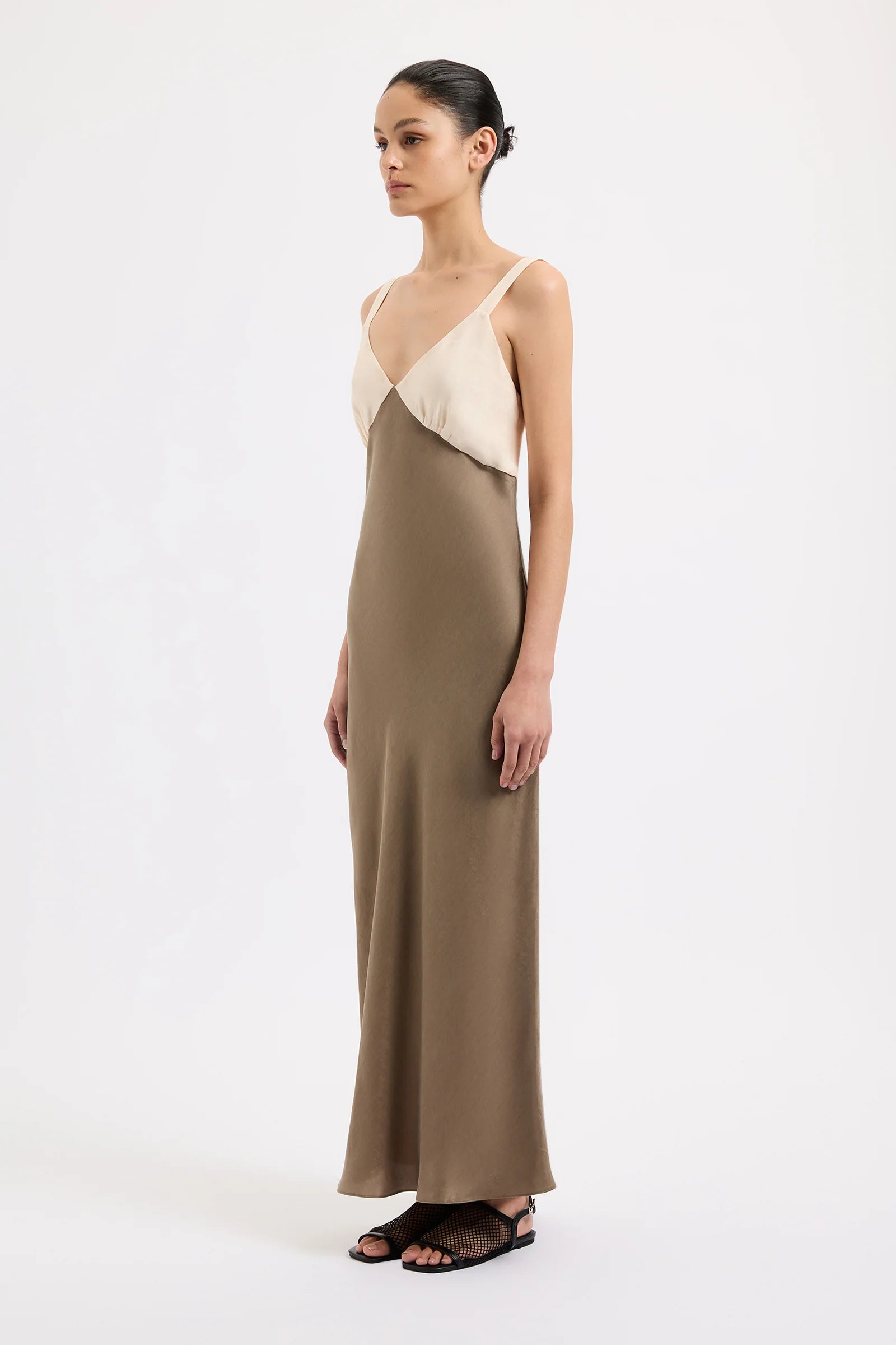 Seshni Tencel Slip Dress - Chestnut Splice