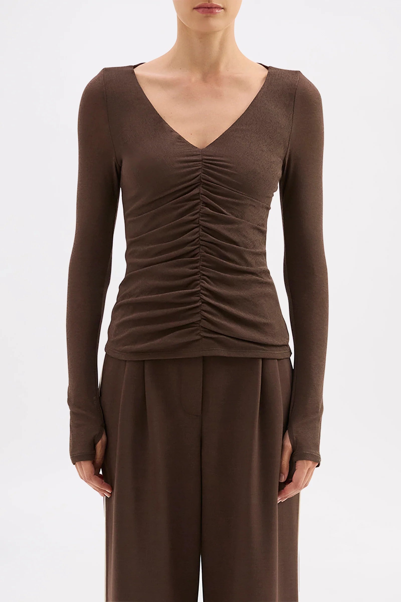 Gigi Mesh Top - Walnut