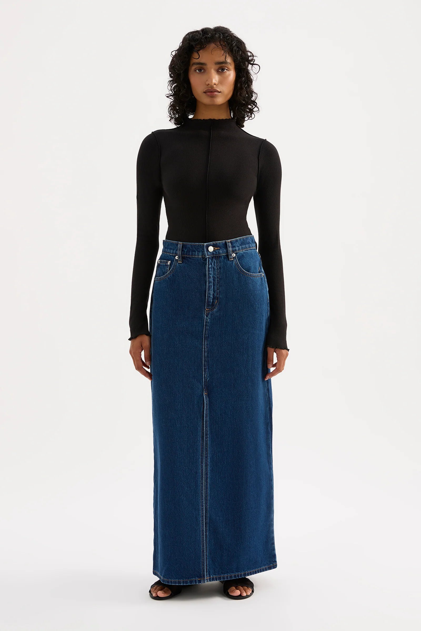 Sia Denim Maxi Skirt - Force Blue