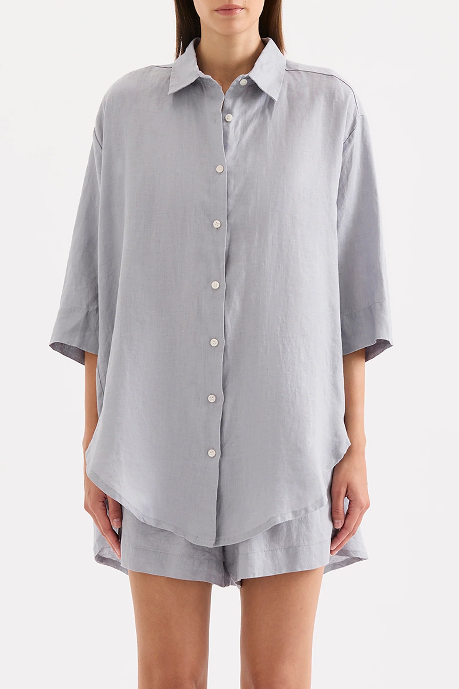 Lounge Linen Longline Short - Cloud