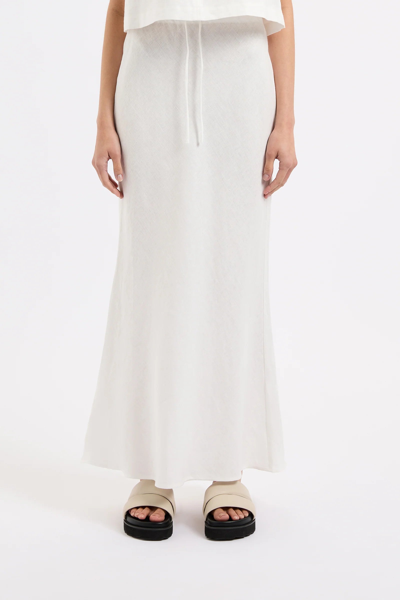 Amani Linen Skirt - White