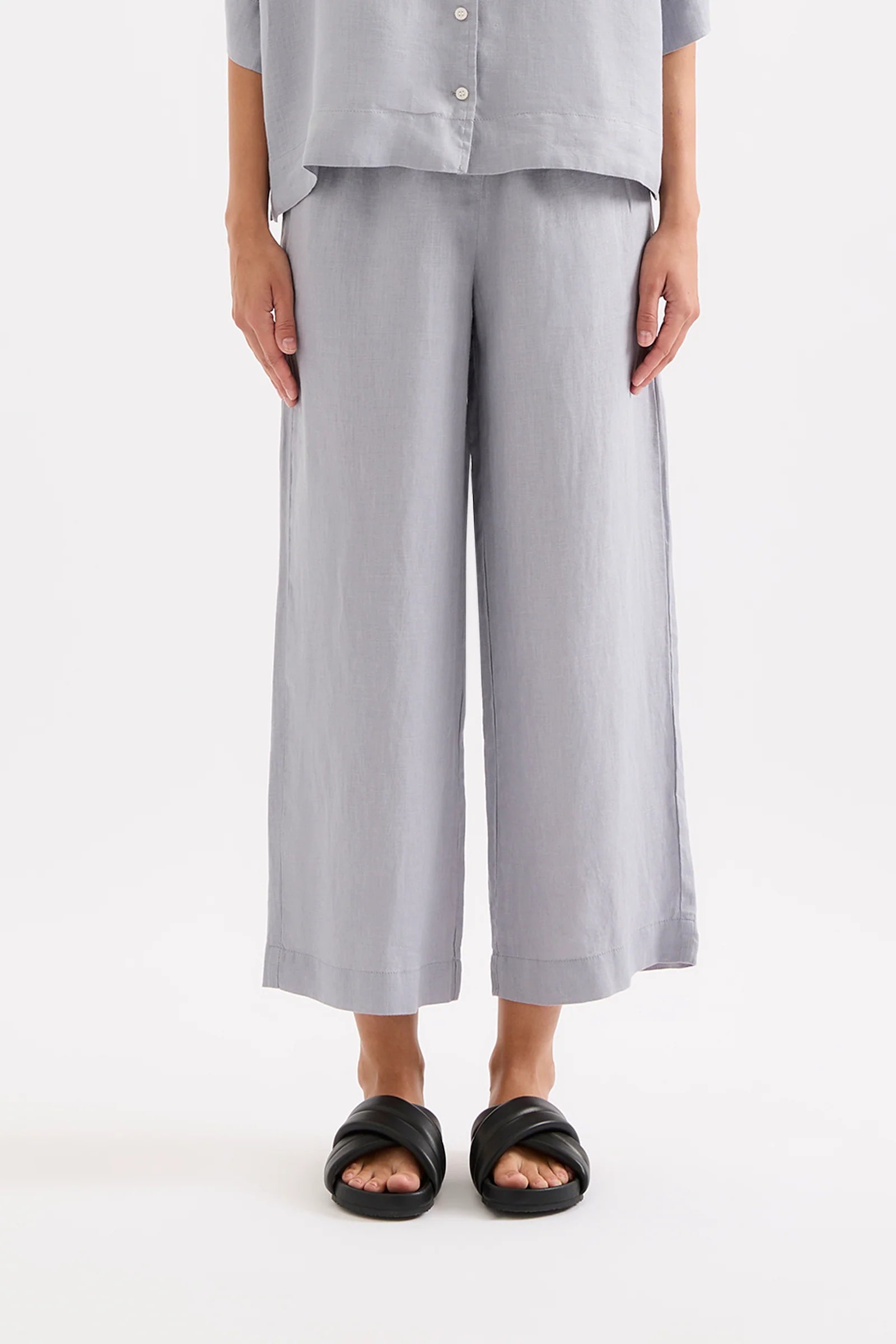 Lounge Linen Crop Pant - Cloud