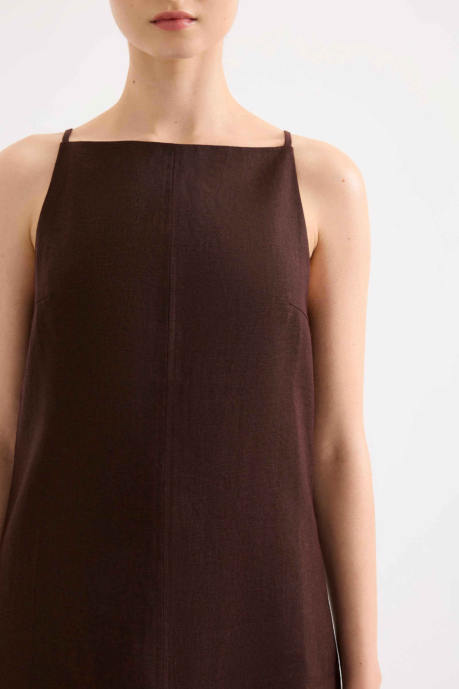 Mia Linen Mini Dress - Raisin