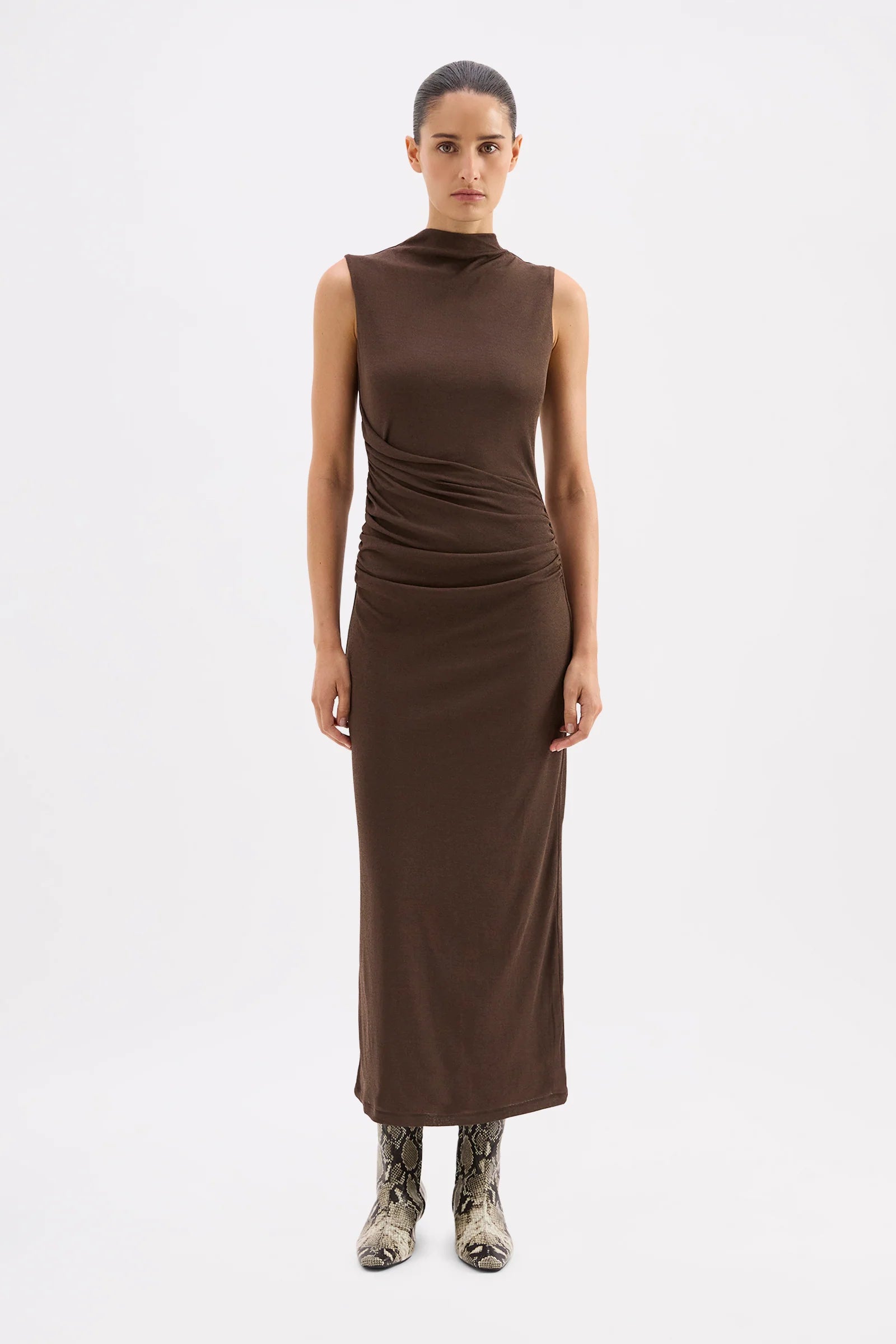 Sara Mesh Dress - Walnut