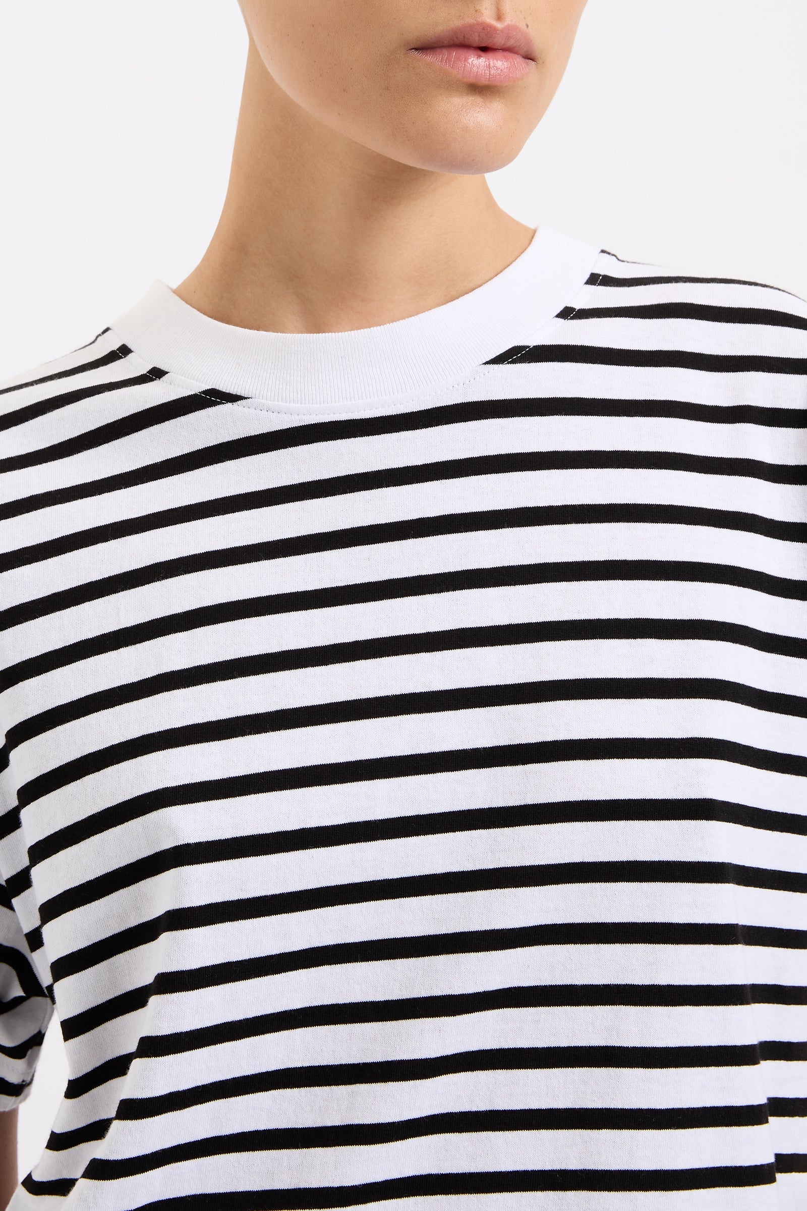 Organic Stripe Boyfriend Tee - Black Stripe