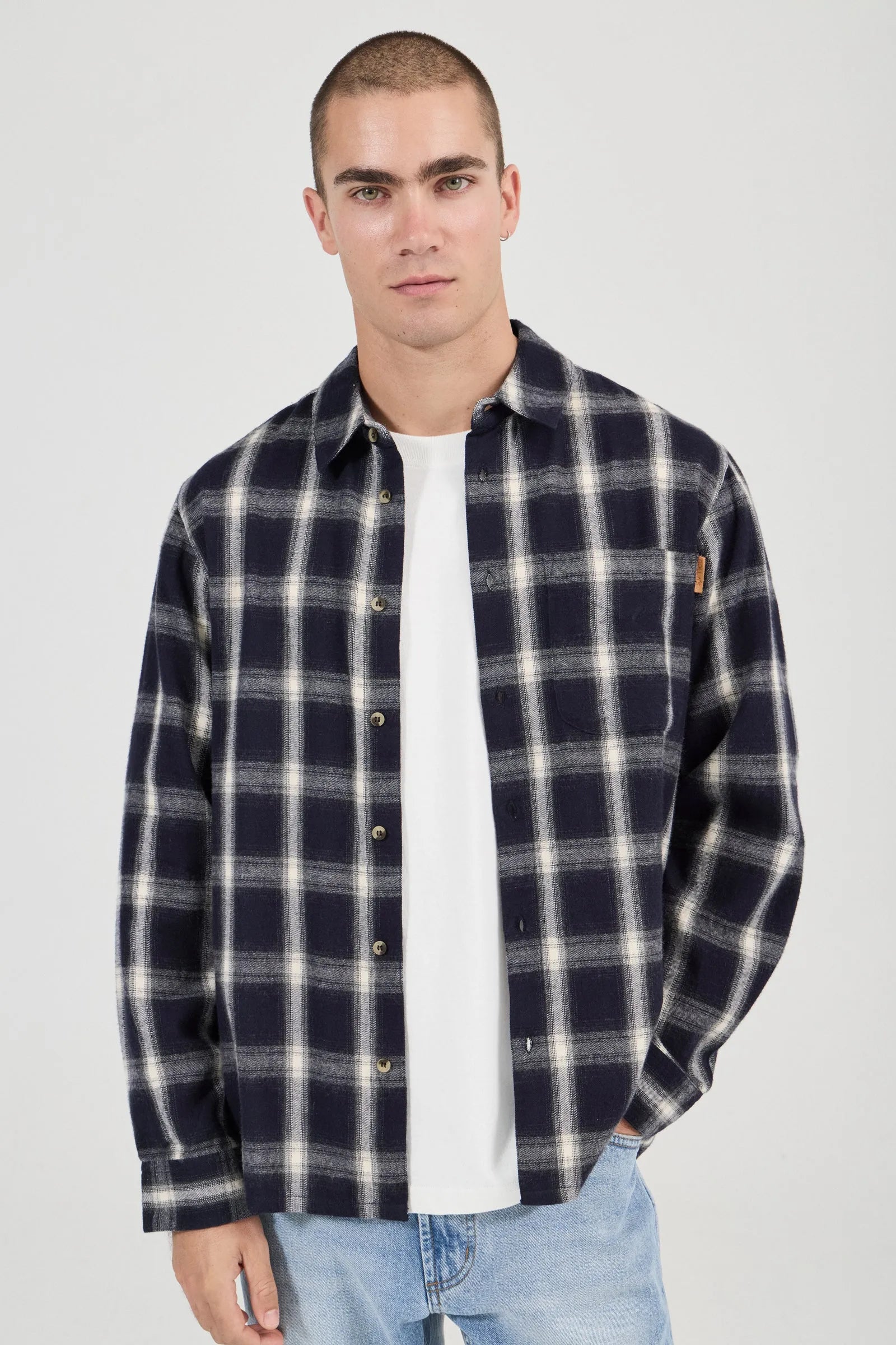 Prep Flannel Check Long Sleeve Shirt - Ink Blue