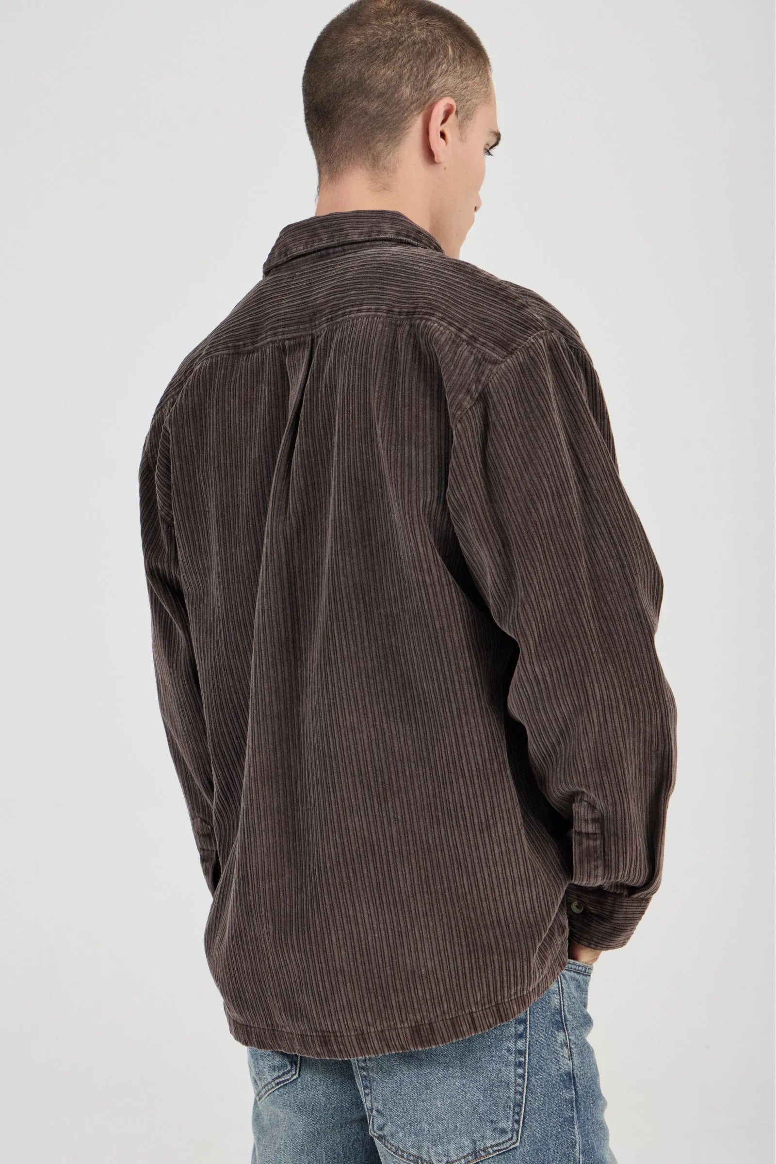 Campus Chunky Cord Long Sleeve Shirt - Dark Brown