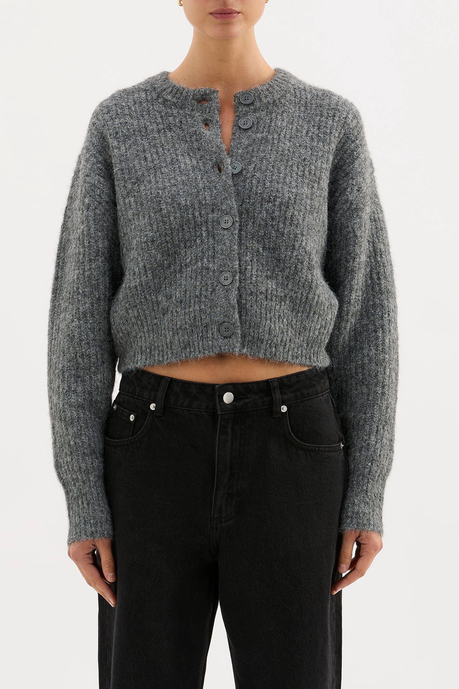 Nixon Cropped Cardigan - Charcoal