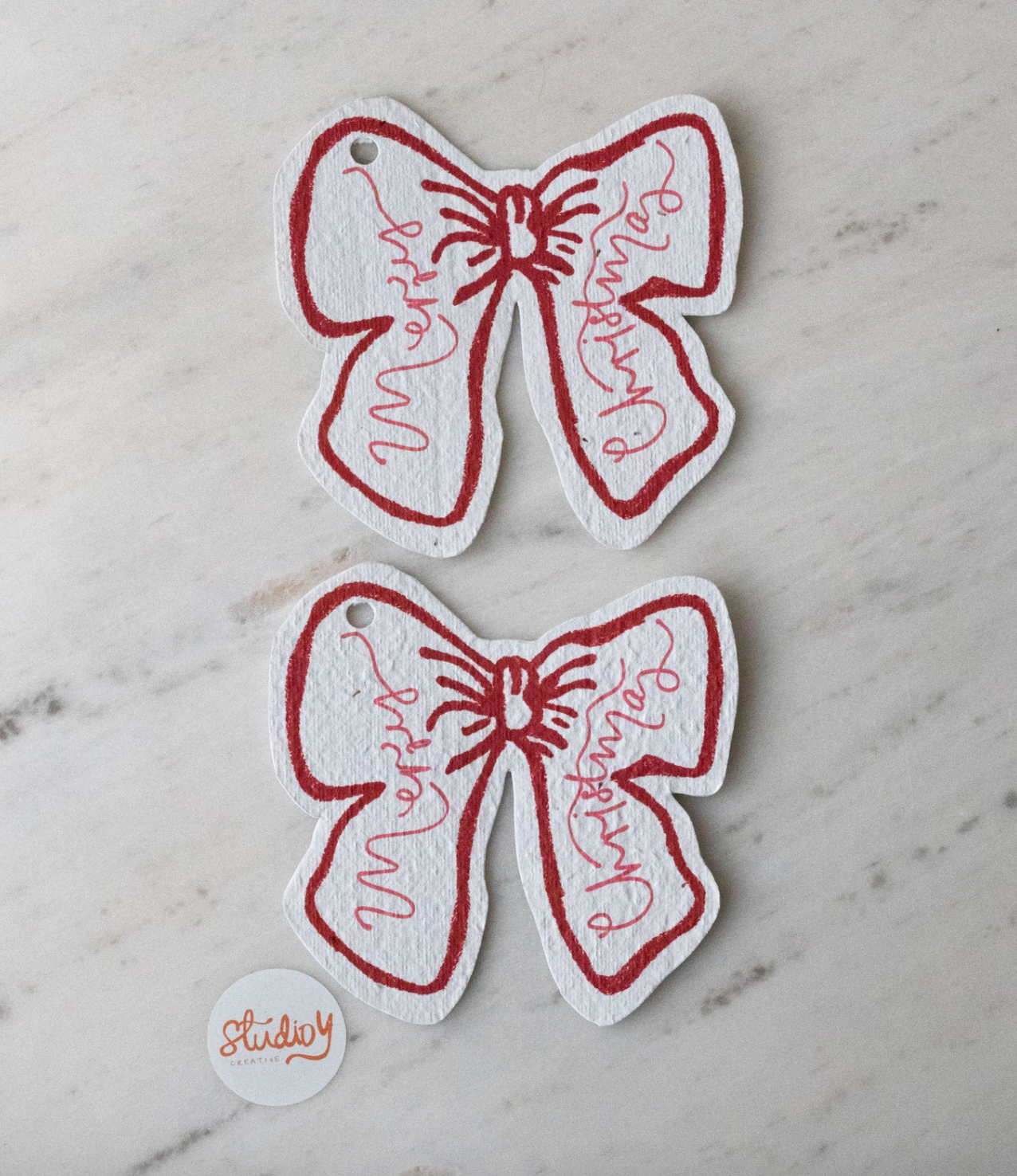 Large Christmas Bow Gift Tag - Red