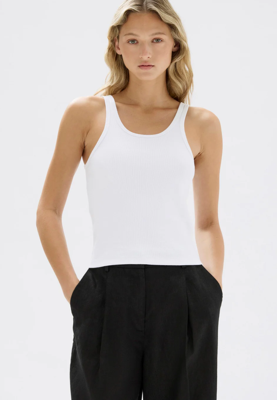 Drew Rib Tank - White