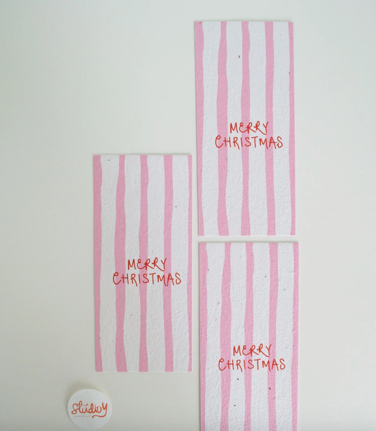 Large Christmas Stripe Gift Tag - Pink