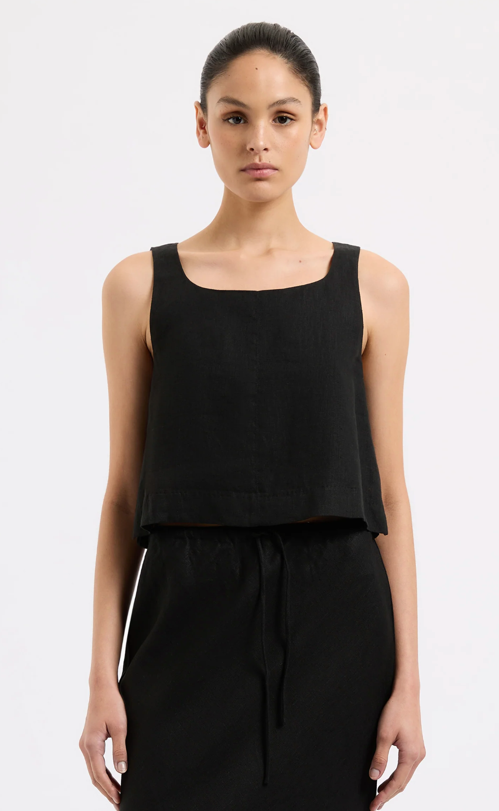 Thilda Linen Top - Black