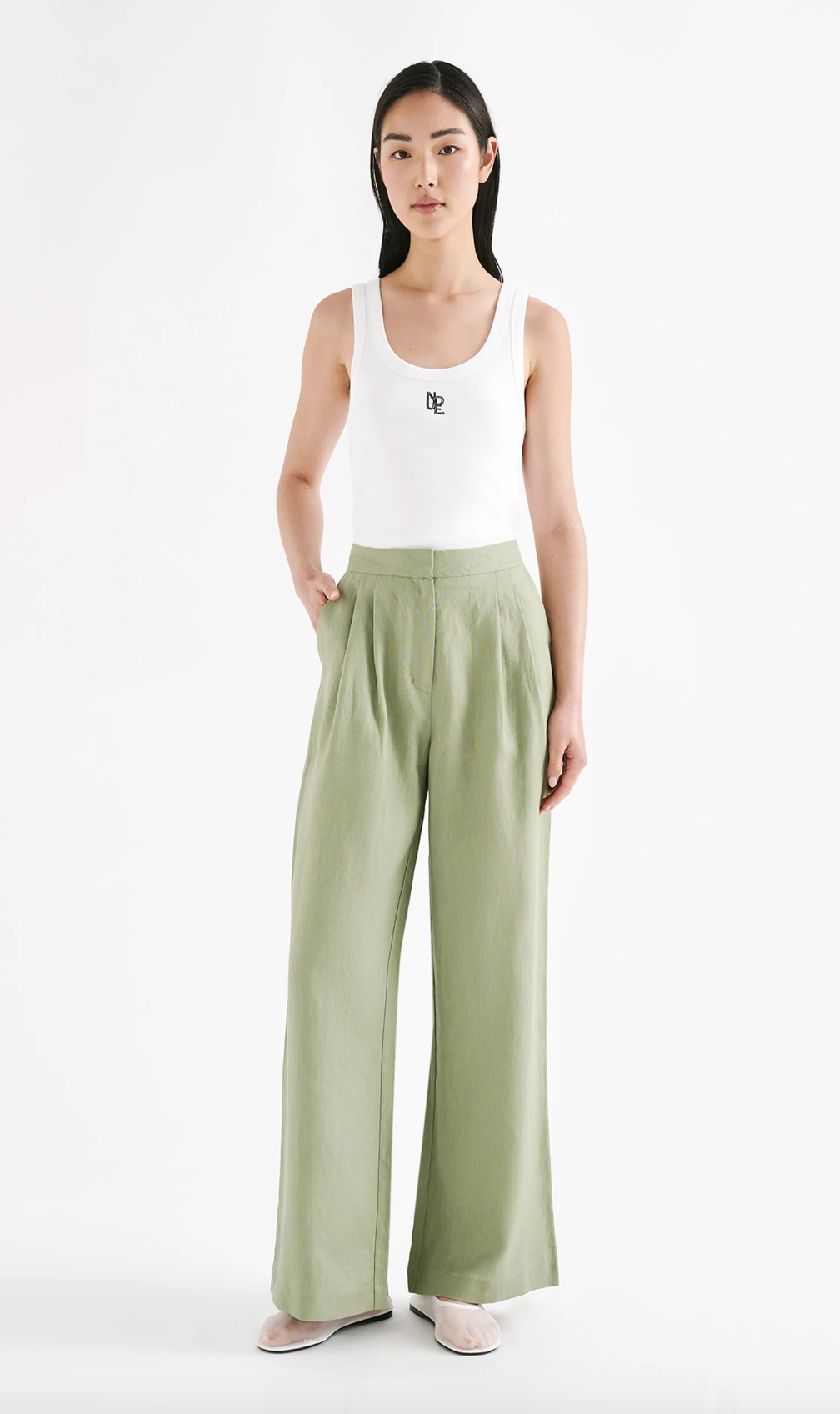 Thilda Linen Pant - Sage