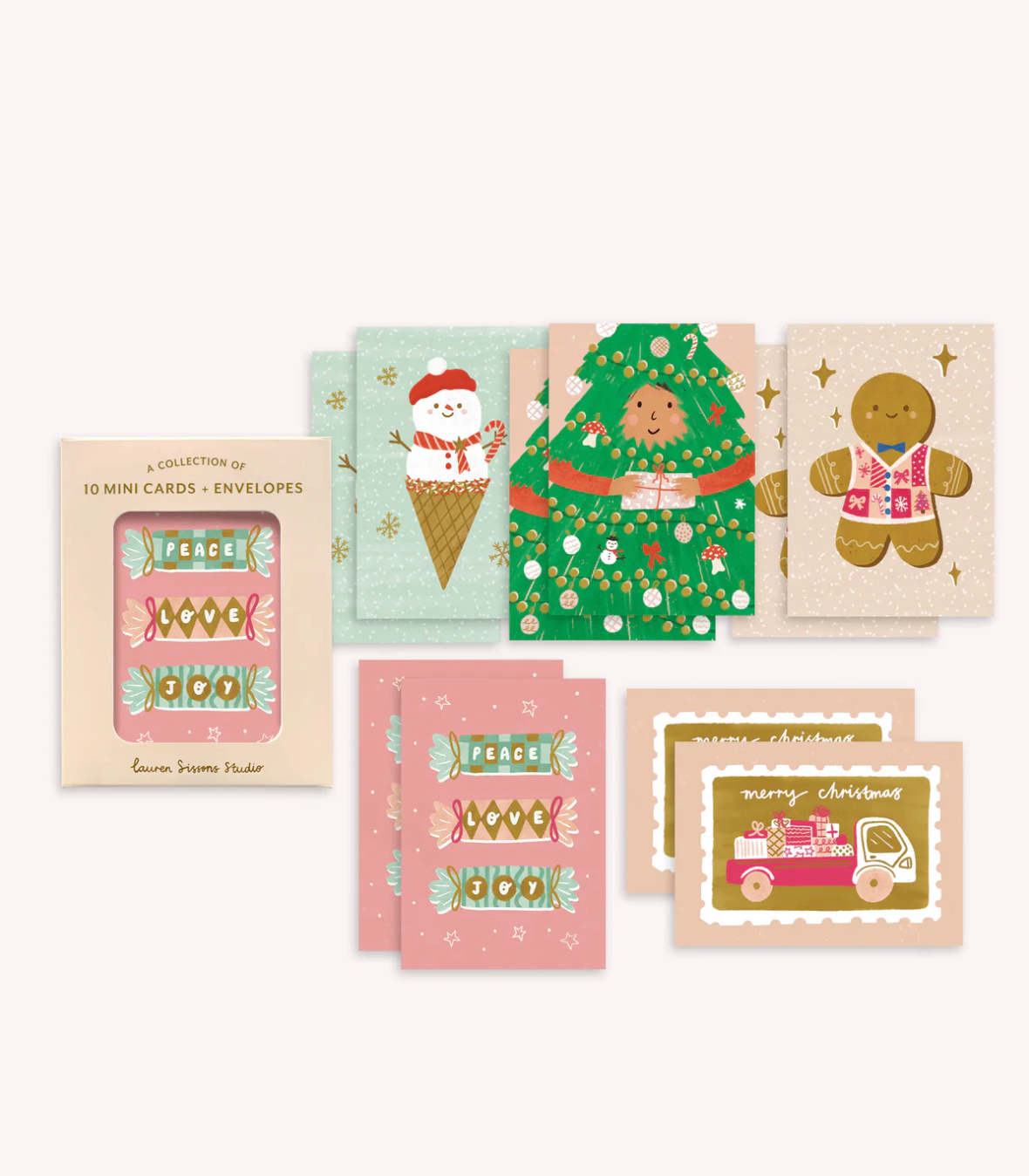 Festive Mini Greeting Card Boxed Set - 10 Christmas Holiday