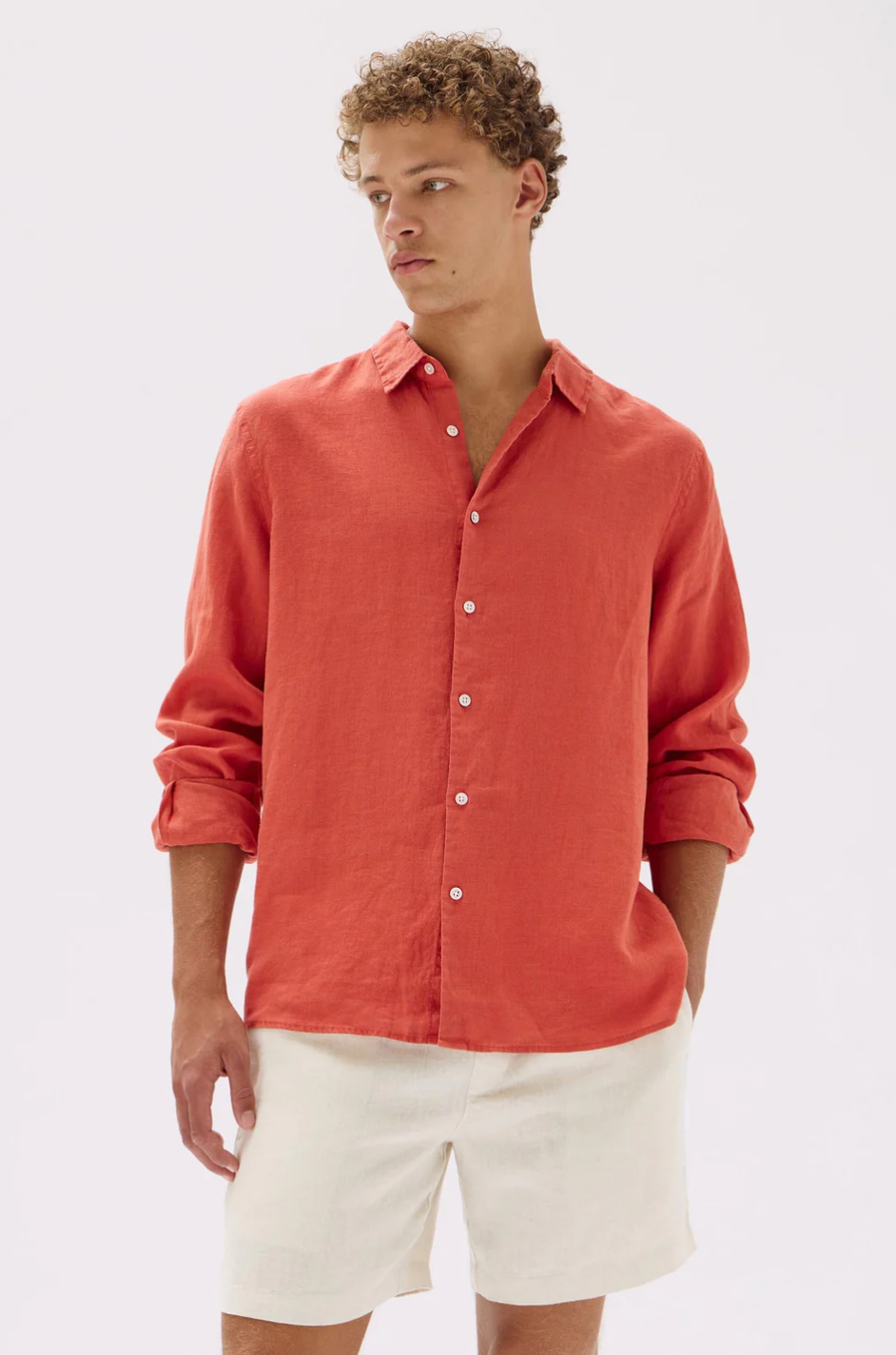 Casual Long Sleeve Shirt - Papaya