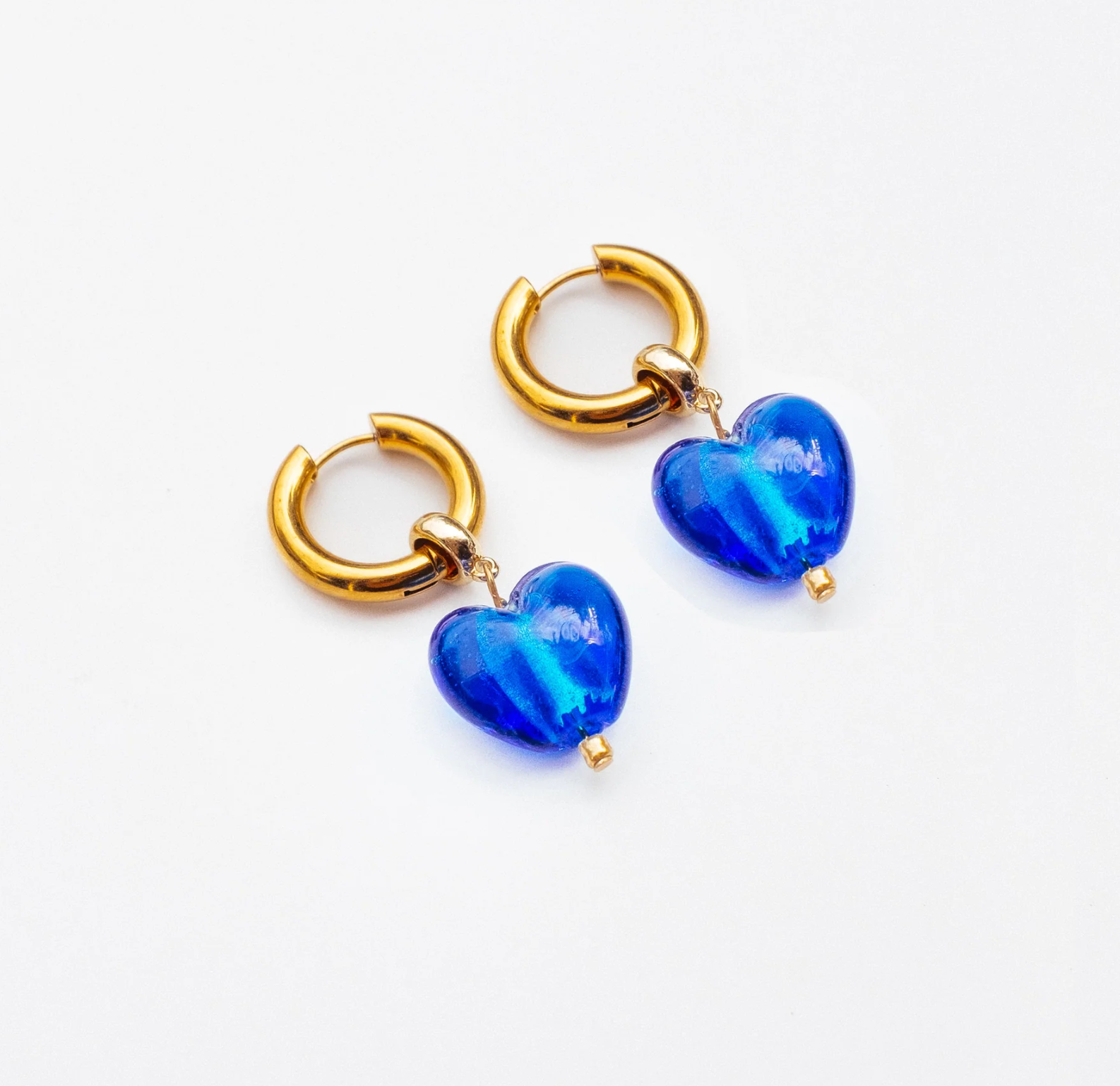 Treasured Heart Hoop Earrings - Cobalt