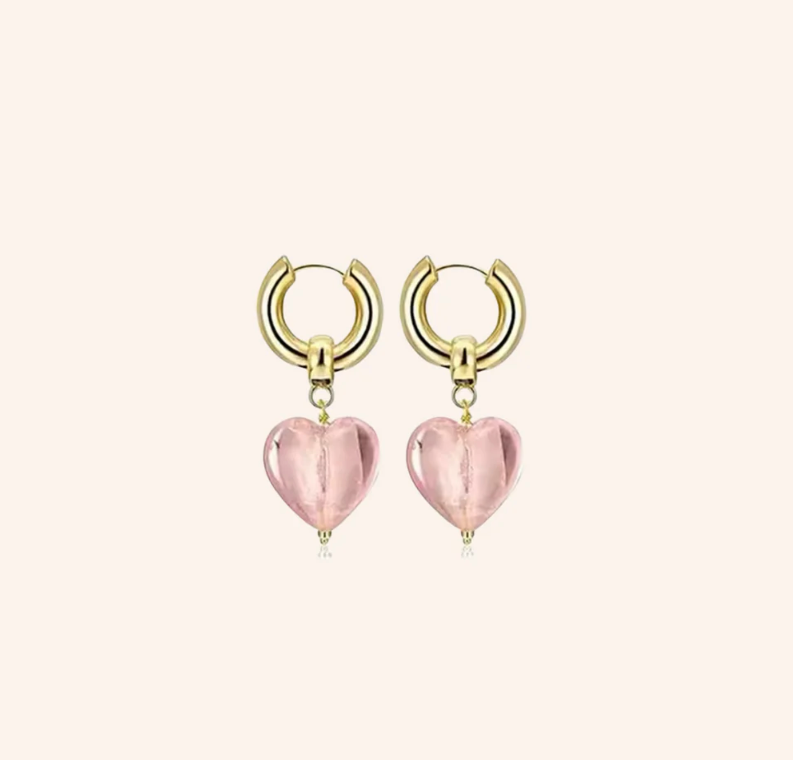 Treasured Heart Hoop Earrings - Pink